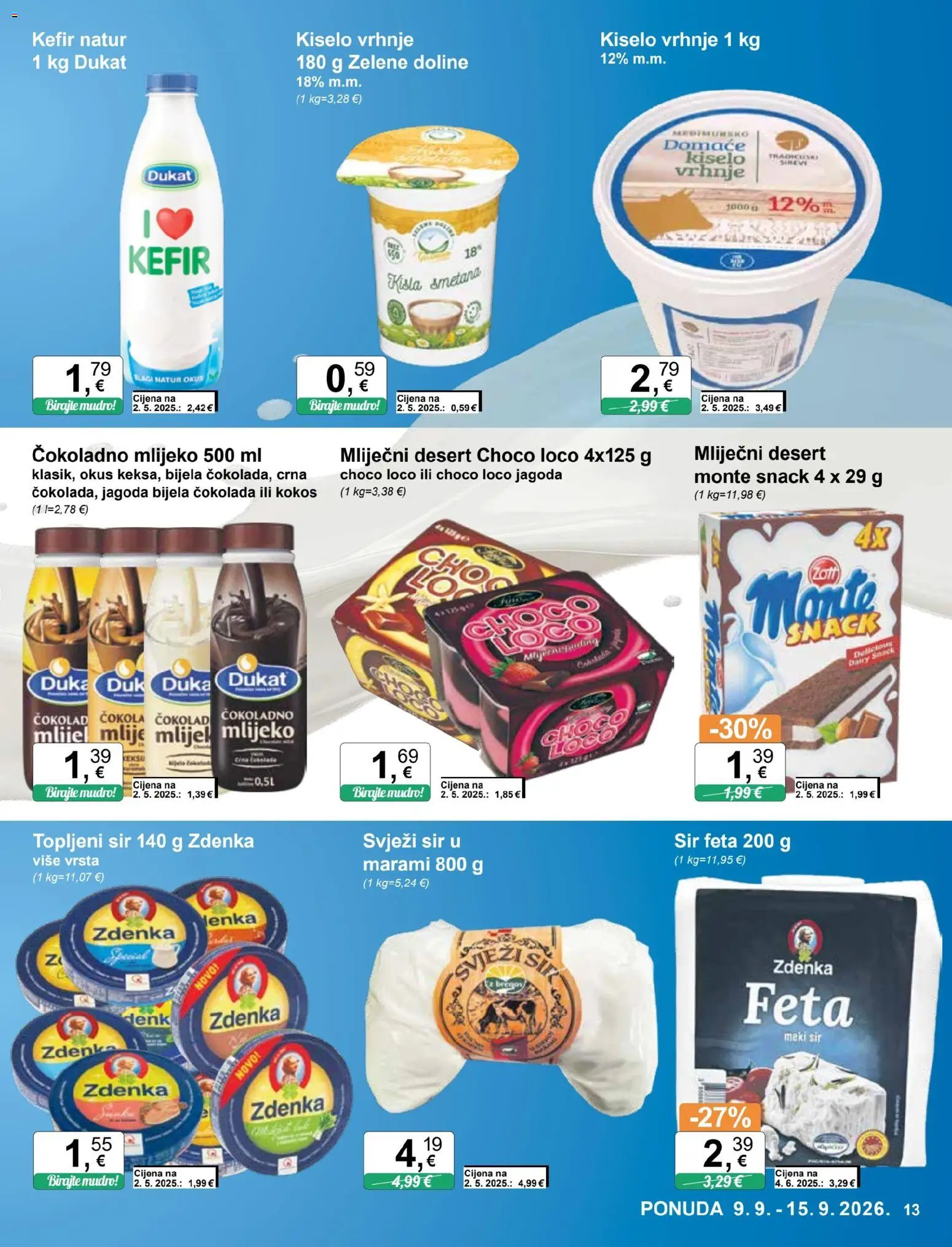 KTC katalog | vrijedi od 09.09.2026 | Stranica: 13 | Proizvodi: Topljeni sir, Feta, Svježi sir, Kokos