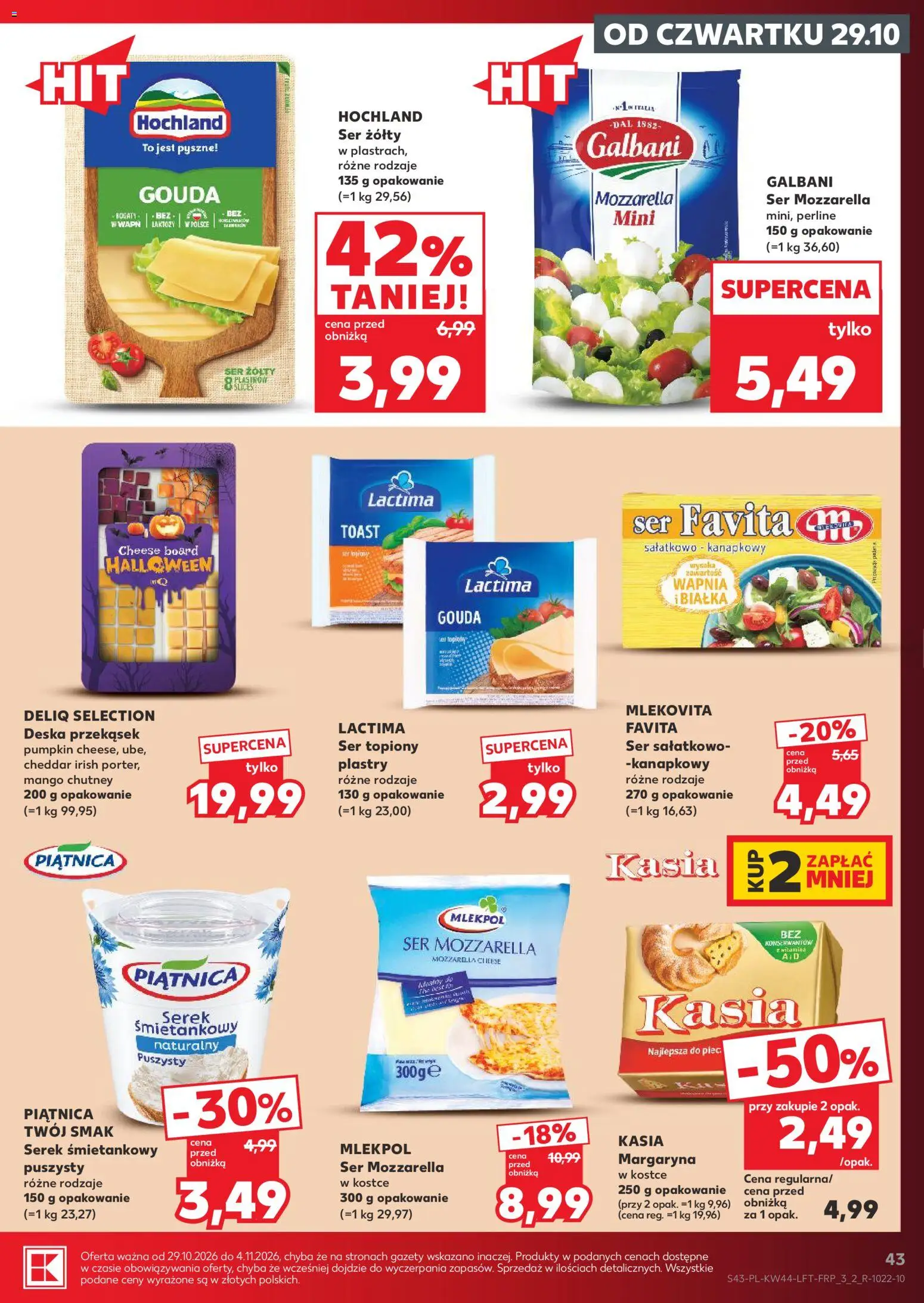 Kaufland Polsko leták od 29.10.2026 | Strana: 43 | Produkty: Mango, Gouda, Mozzarella, Cheddar