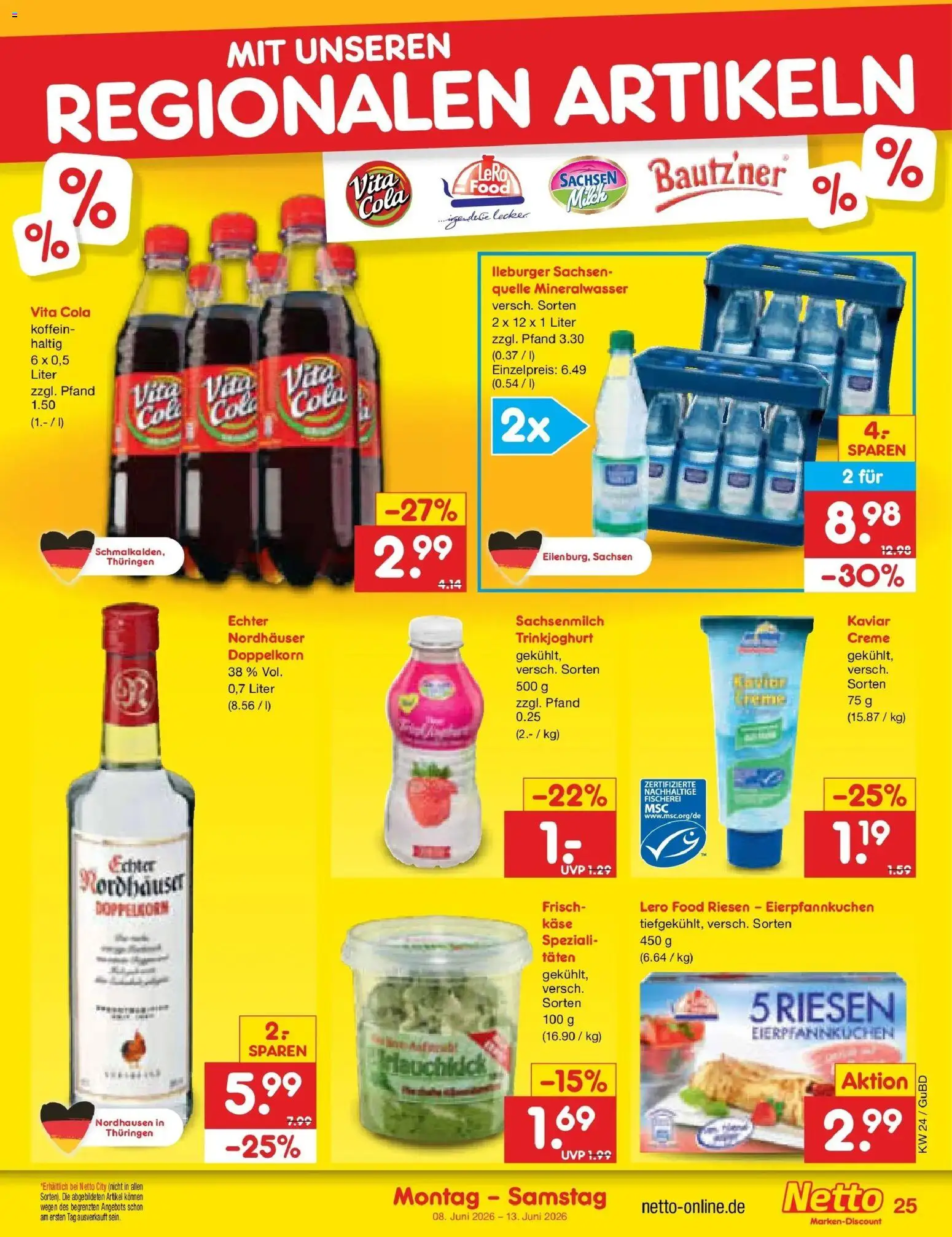 Netto Marken-Discount Prospekt Augustusburg – gültig ab 08.06.2026 | Seite: 39 | Produkte: Käse, Mineralwasser, Creme, Vita cola