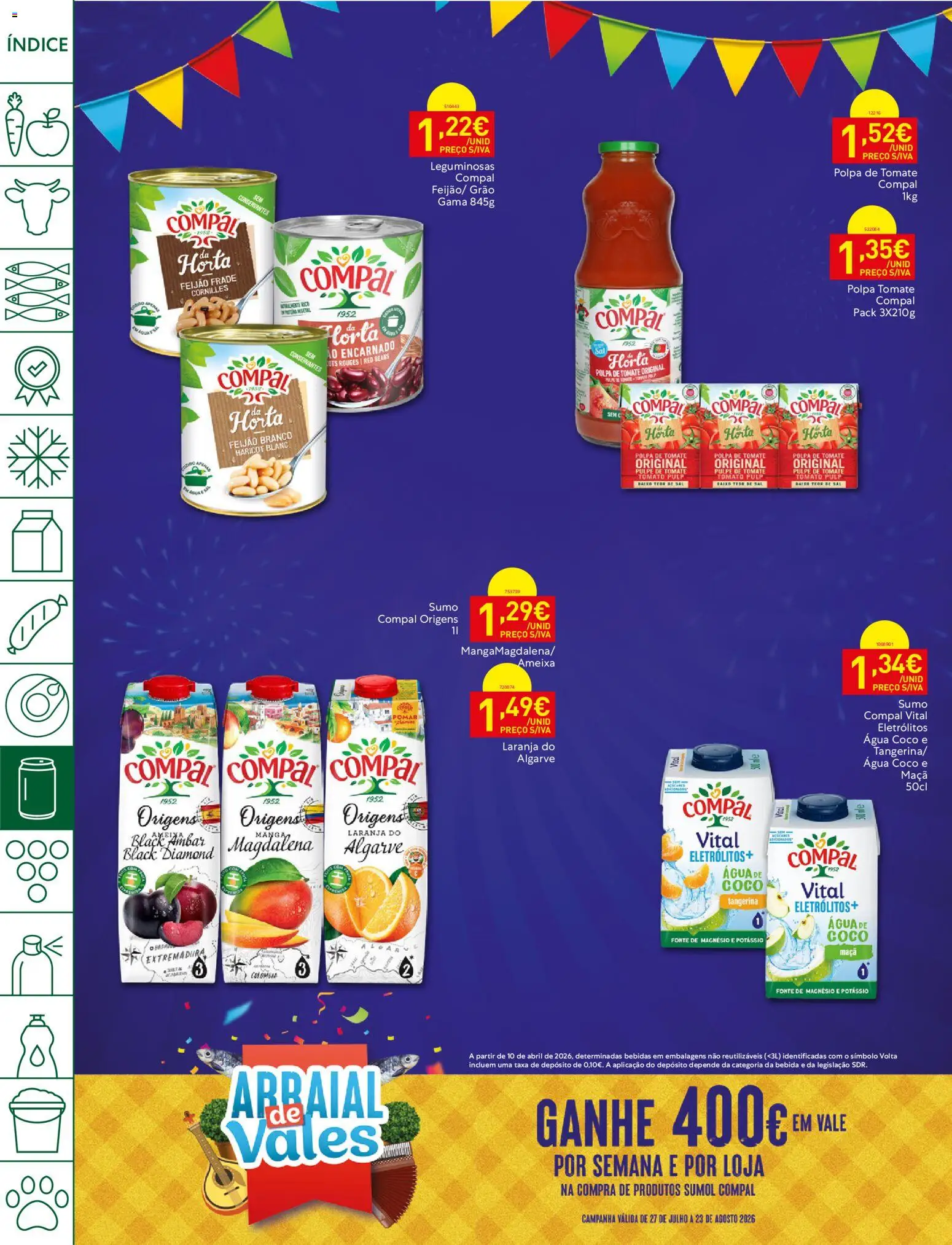 Recheio folheto │ válido de 18/08/2026 | Página: 22 | Produtos: Agua, Polpa de tomate, Sumo, Coco