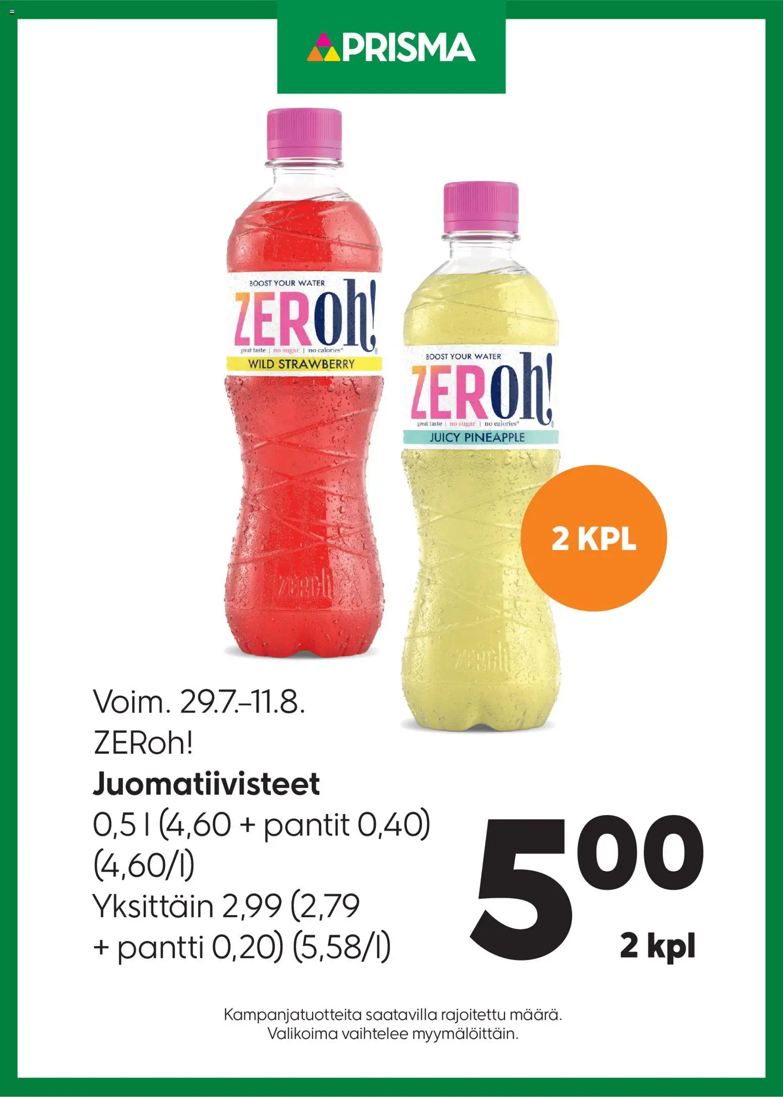 Prisma tarjoukset ZERoh – voimassa 29/07/2026 alkaen | Sivu: 1