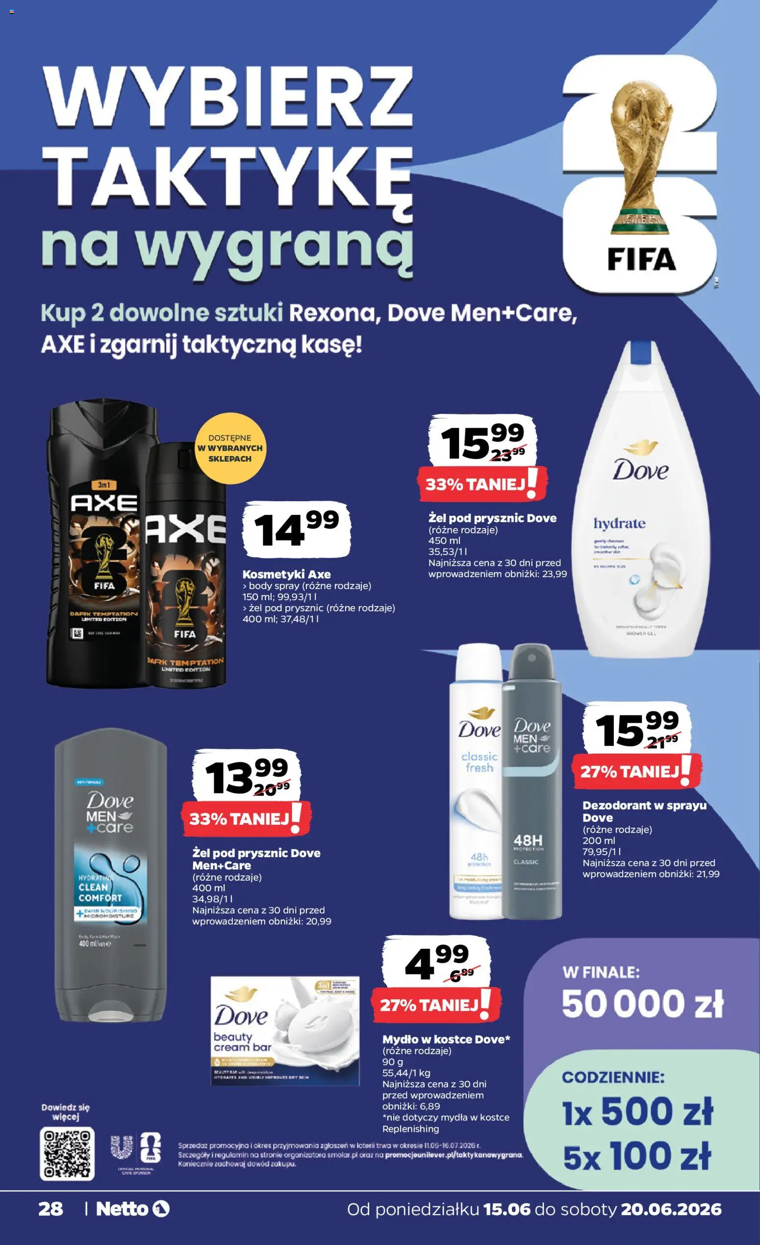 Netto gazetka od poniedziałku spożywcza od 15.06.2026 | Strona: 28 | Produkty: Prysznic, Mydło, Żel pod prysznic, Dezodorant