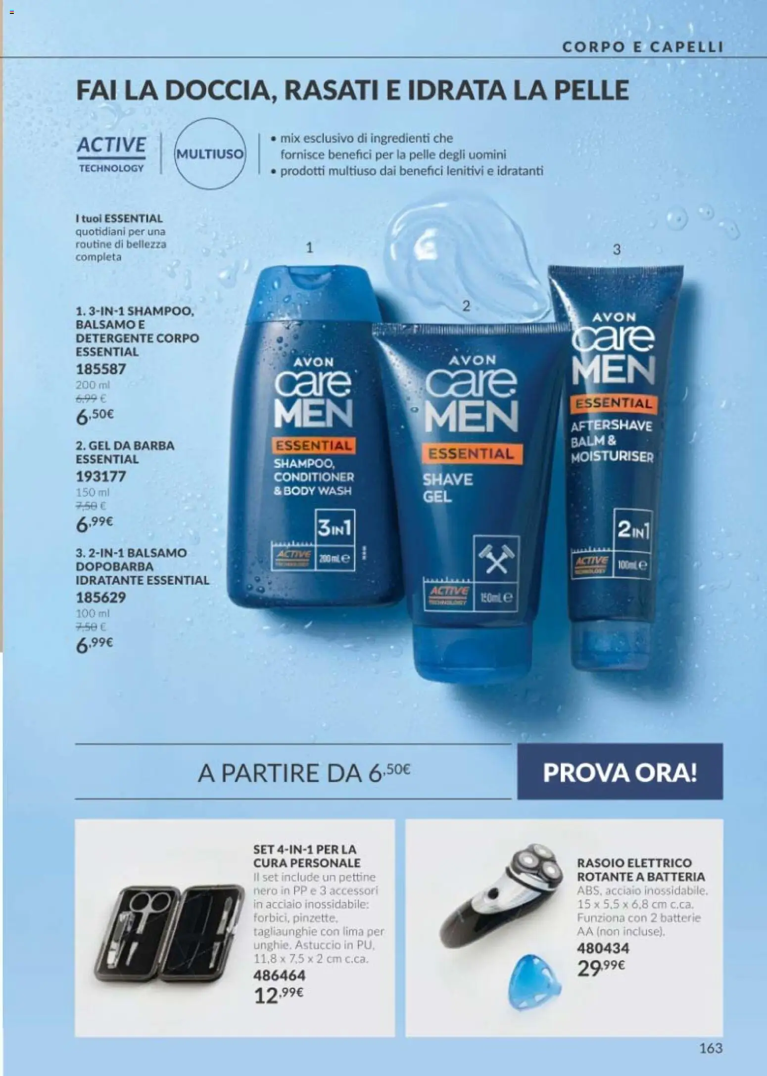 Volantino Avon del 01/10/2026 | Pagina: 163 | Prodotti: Rasoio, Astuccio, Rasoio elettrico, Batterie