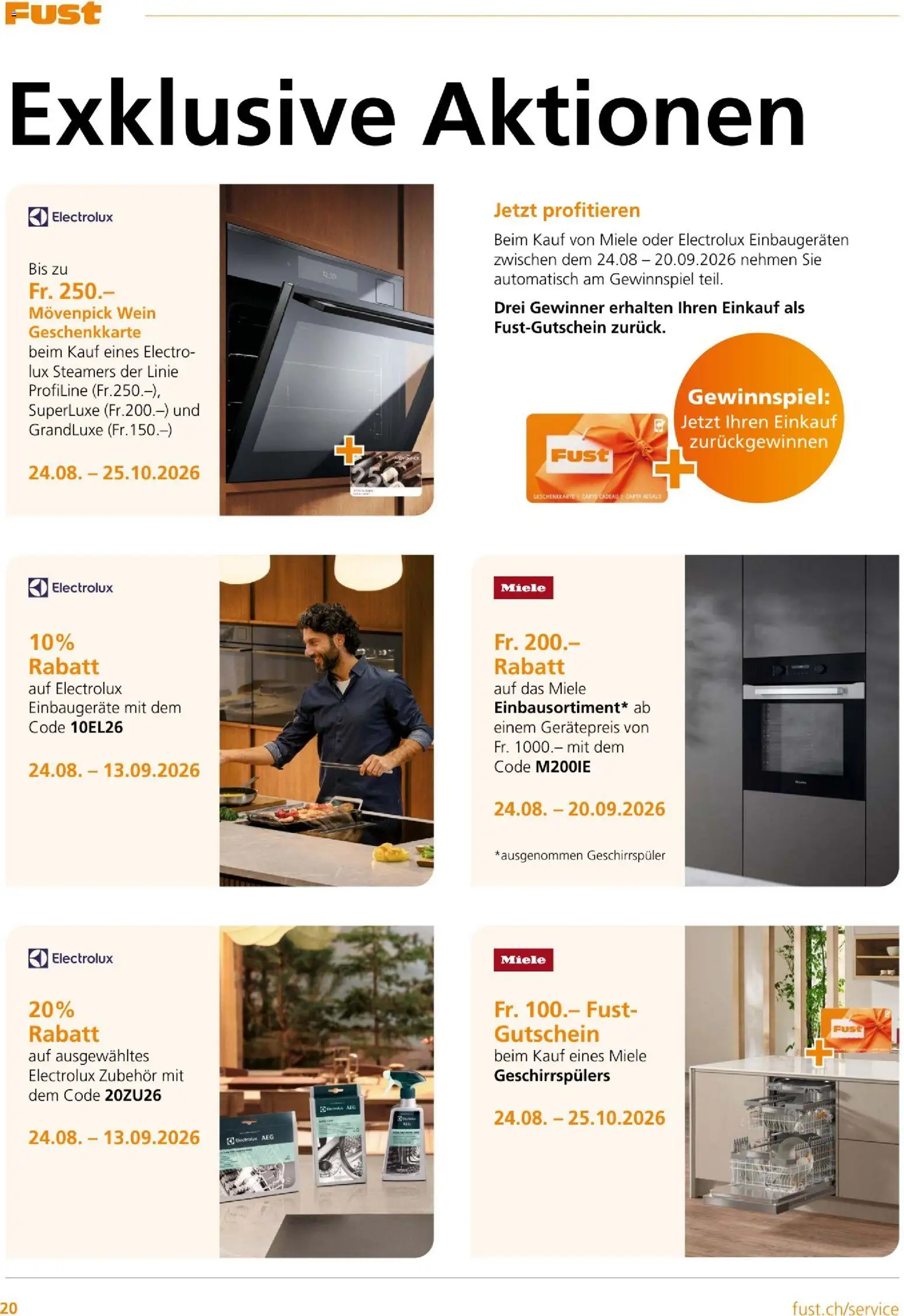 Fust aktionen Einbau – gültig ab 17.09.2026 | Seite: 20 | Produkte: AEG, Wein, Geschirrspüler, Miele
