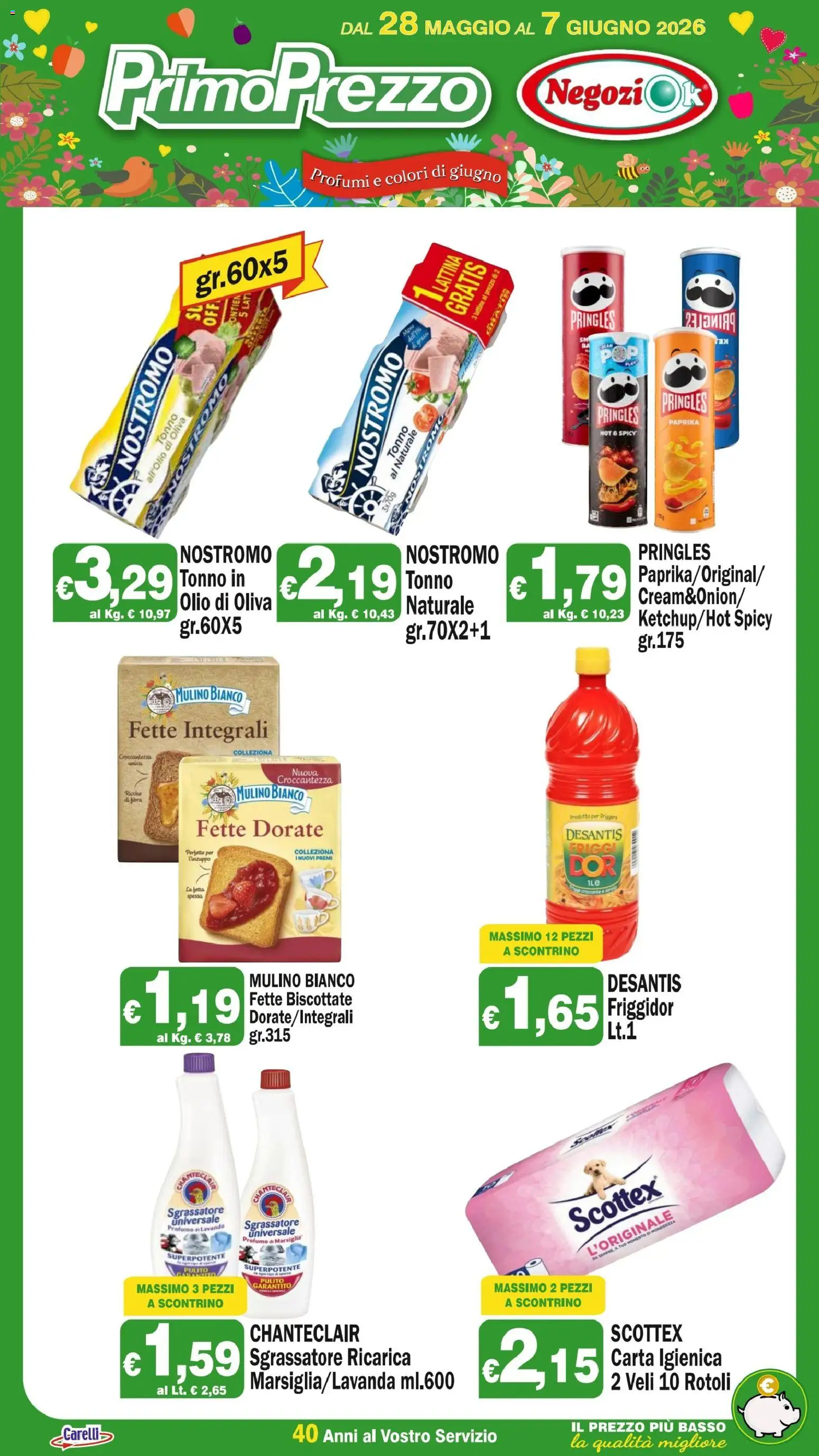 Volantino Primo Prezzo del 28.05.2026 | Pagina: 4 | Prodotti: Carta igienica, Tonno, Lavanda, Profumo