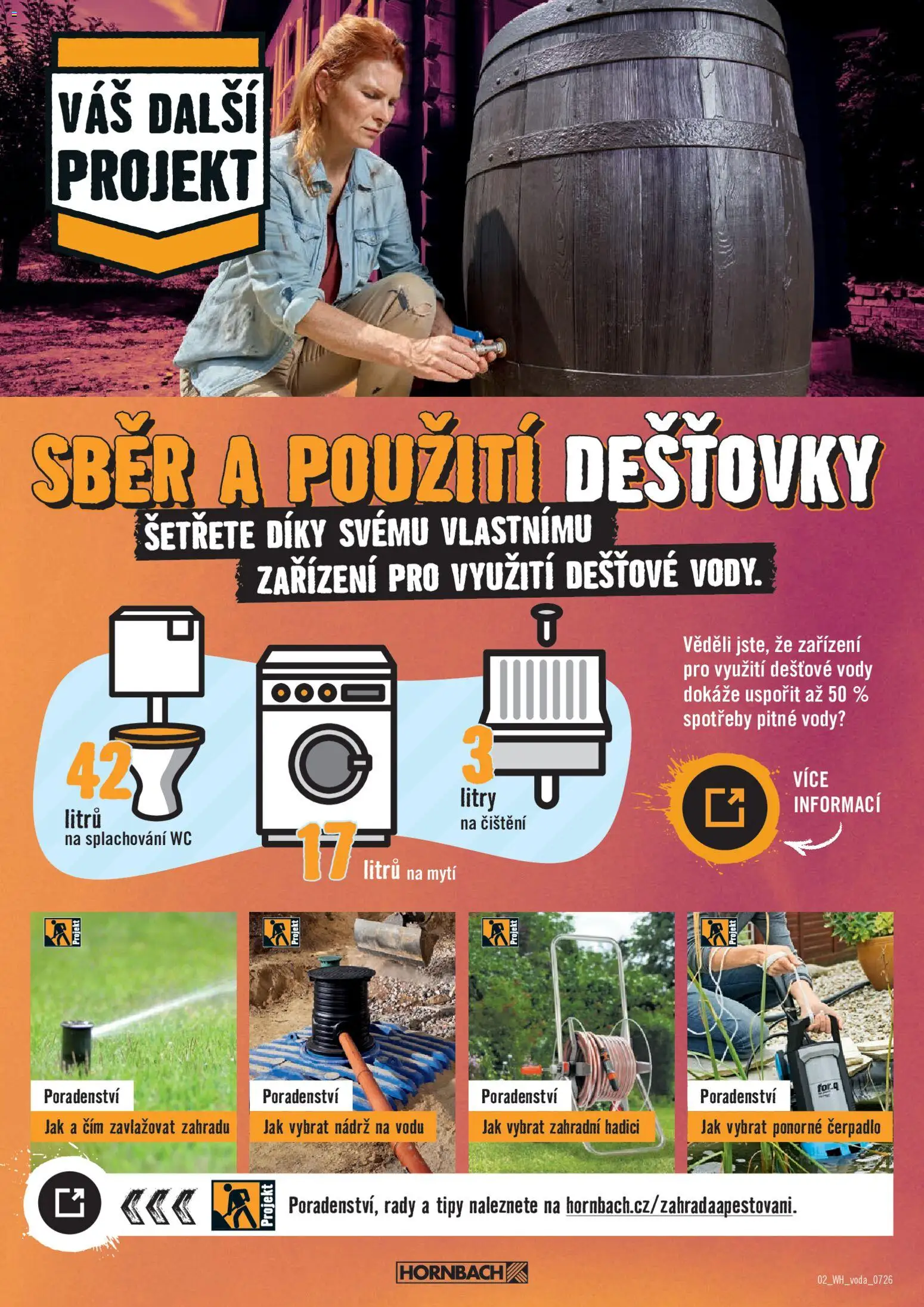 HORNBACH leták - Dešťová voda od 22.07.2026 | Strana: 2 | Produkty: Ponorné čerpadlo, Wc, Čerpadlo