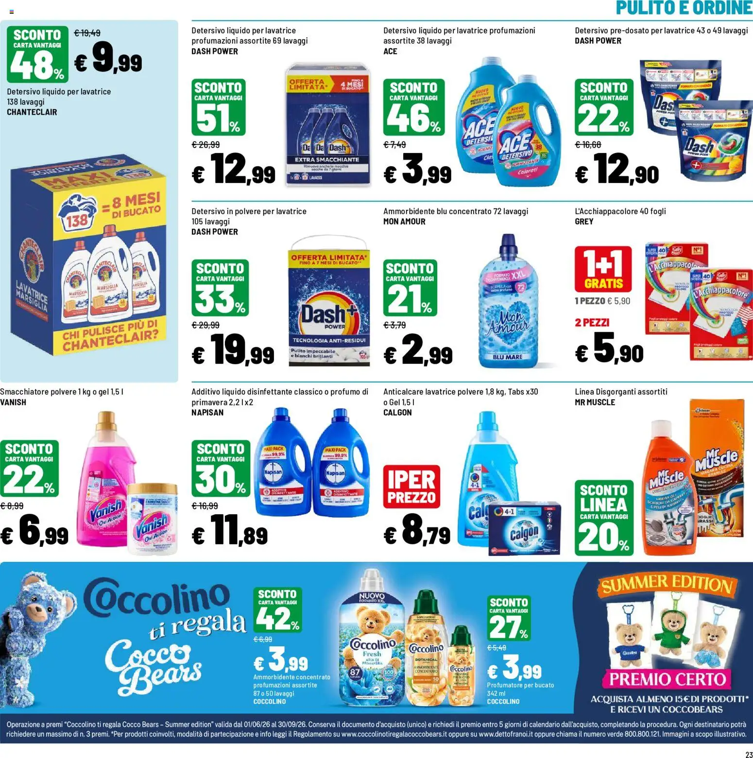 Volantino Iper del 20/07/2026 | Pagina: 23 | Prodotti: Ammorbidente, Smacchiatore, Anticalcare, Lavatrice