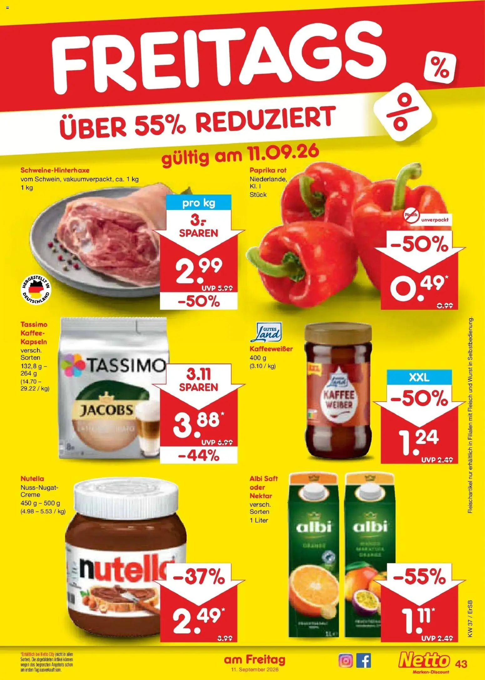 Netto Marken-Discount Prospekt Naumburg – gültig ab 07.09.2026 | Seite: 61 | Produkte: Kaffee, Paprika rot, Nutella, Paprika