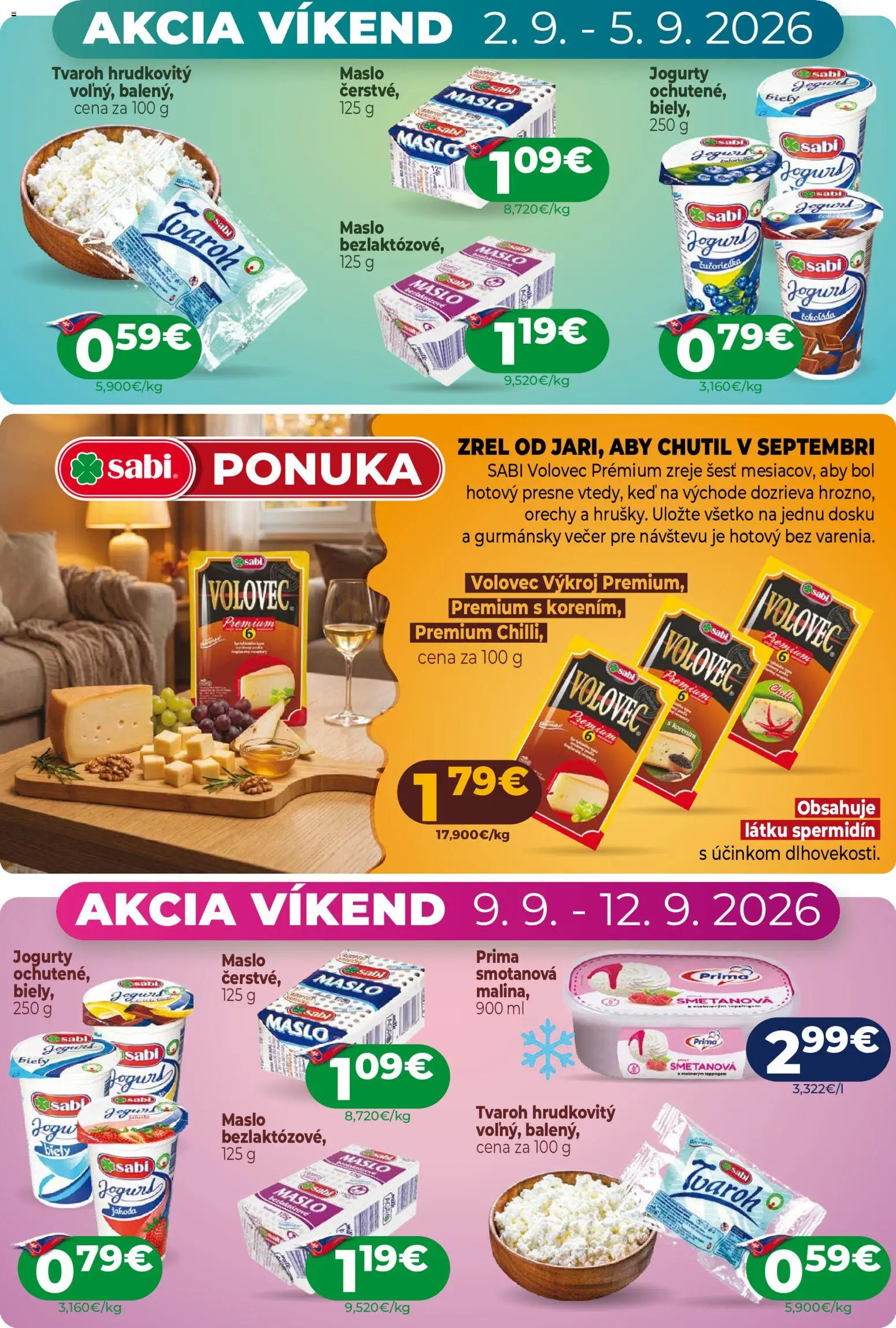 Nové Milk Agro akcie – leták je platný od 02.09.2026 | Strana: 3 | Produkty: Maslo, Čokoláda, Orechy, Tvaroh