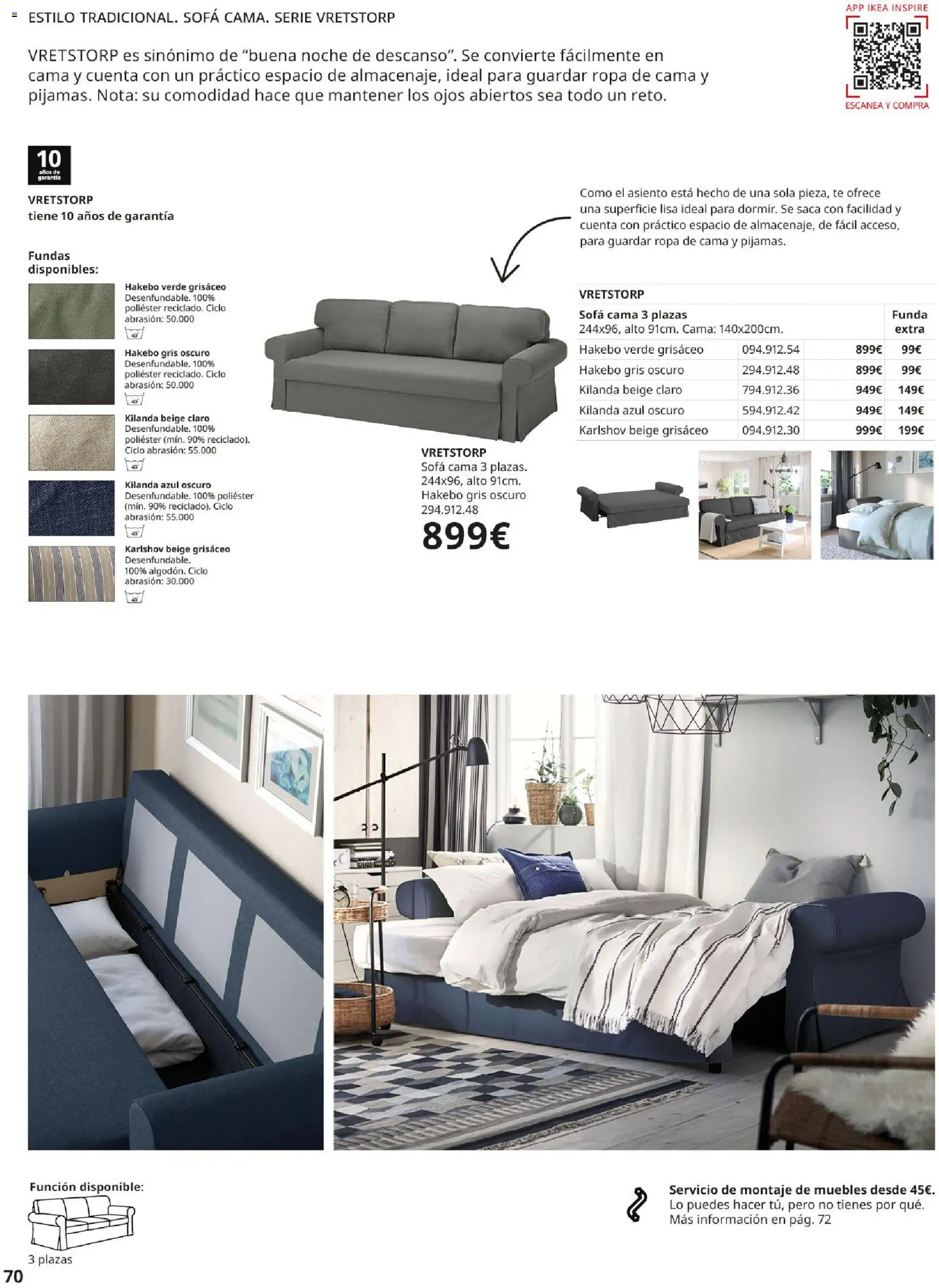 Catálogo IKEA Sofás │ válido desde el 07.05.2026 | Página: 70 | Productos: Ropa, Sofá cama, Cama, Sofá