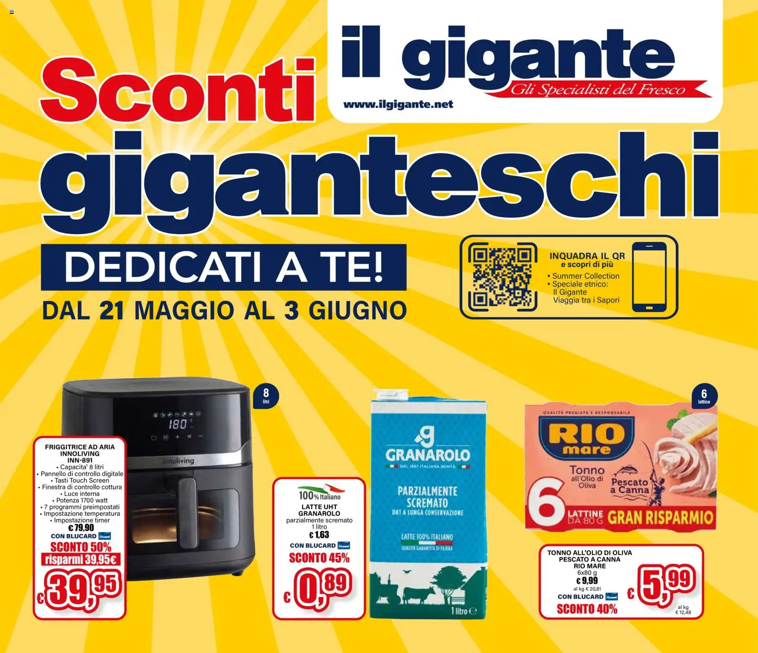 Volantino Il Gigante del 21.05.2026 | Pagina: 1 | Prodotti: Friggitrice ad aria, Tè, Latte, Friggitrice
