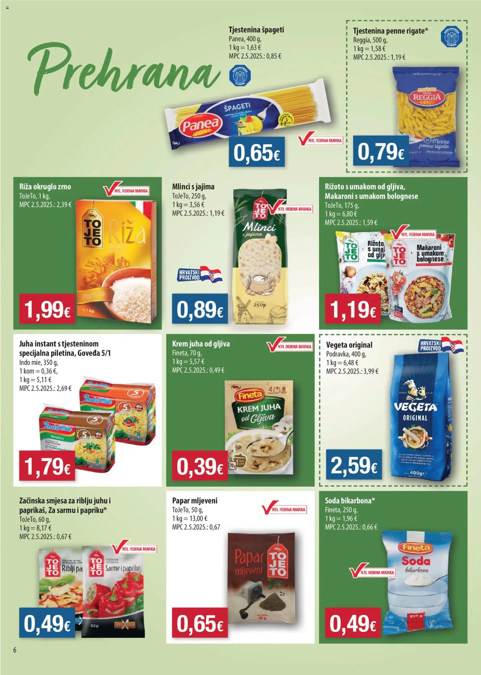 NTL katalog | vrijedi od 14.10.2026 | Stranica: 6 | Proizvodi: Rižoto, Riža, Vegeta, Makaroni