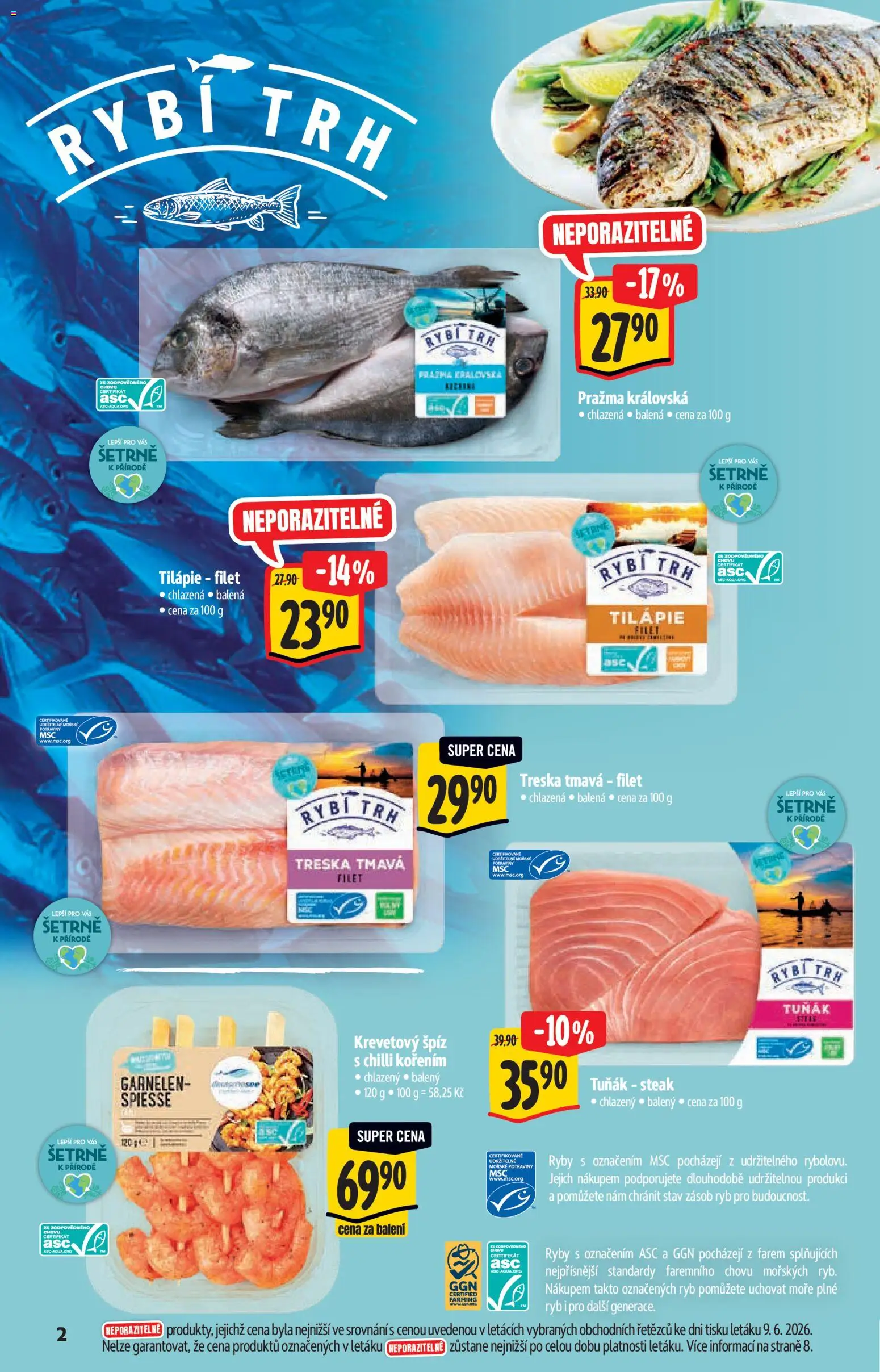 Albert katalog - Supermarket od 17.06.2026 | Strana: 2 | Produkty: Špíz, Steak, Tilapie, Tuňák steak