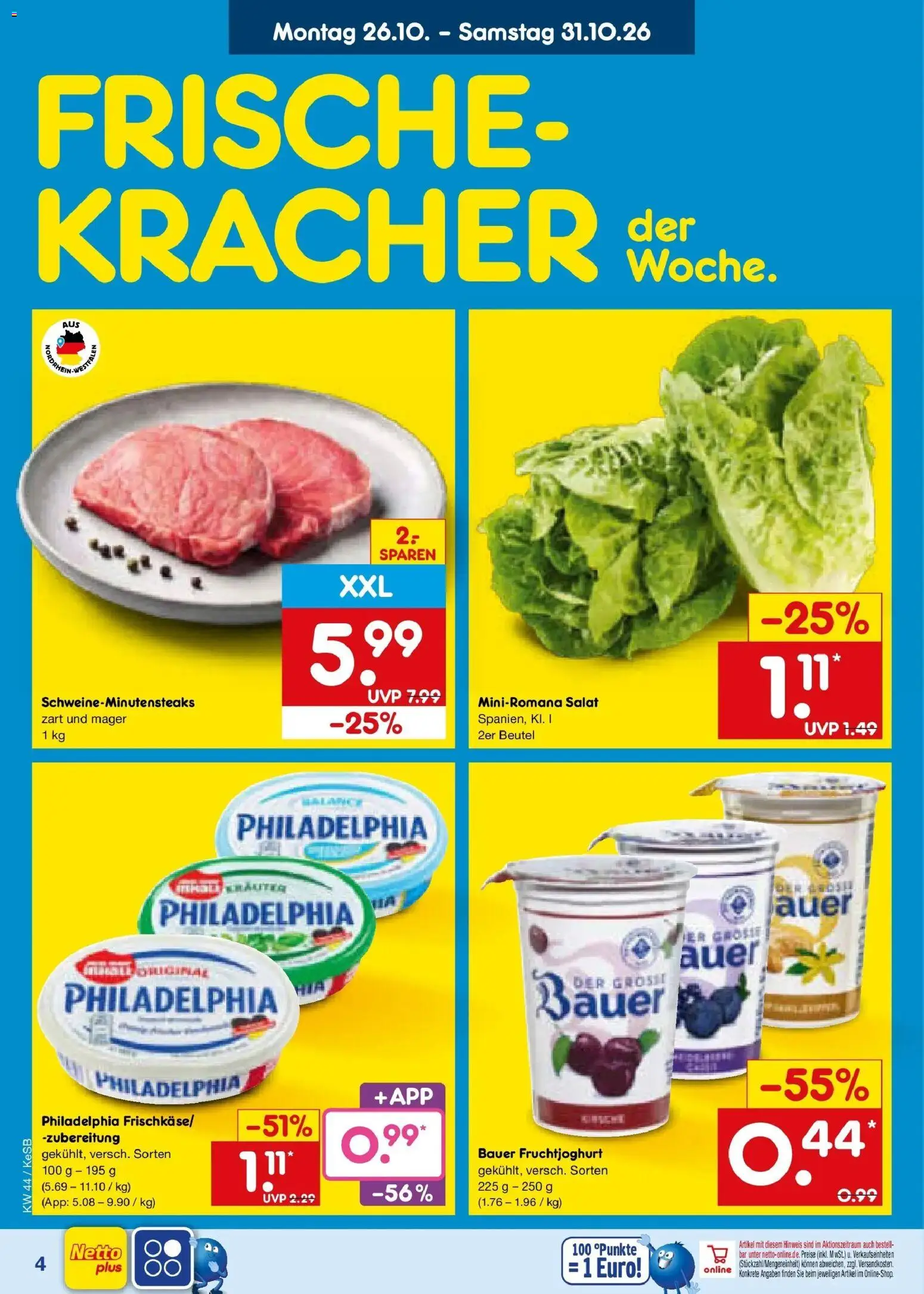 Netto Marken-Discount Prospekt Koblenz – gültig ab 26.10.2026 | Seite: 6 | Produkte: Philadelphia, Fruchtjoghurt, Salat