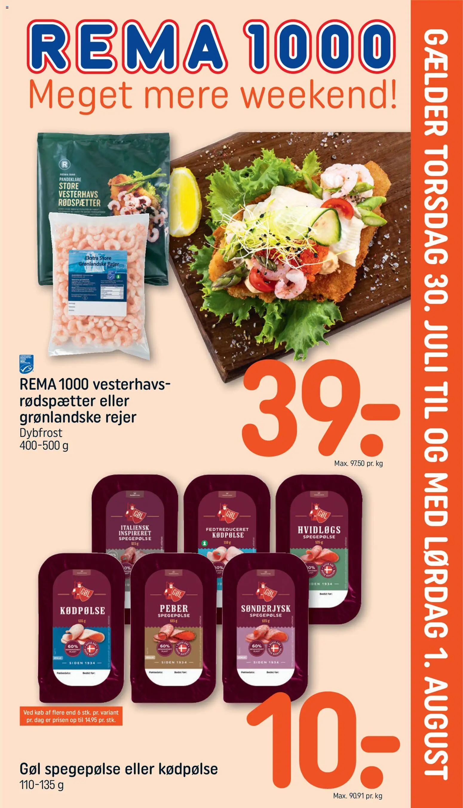 Rema 1000 tilbudsavis – gyldig fra 26/07/2026 | Side: 23 | Produkter: Spegepølse, Peber, Rejer
