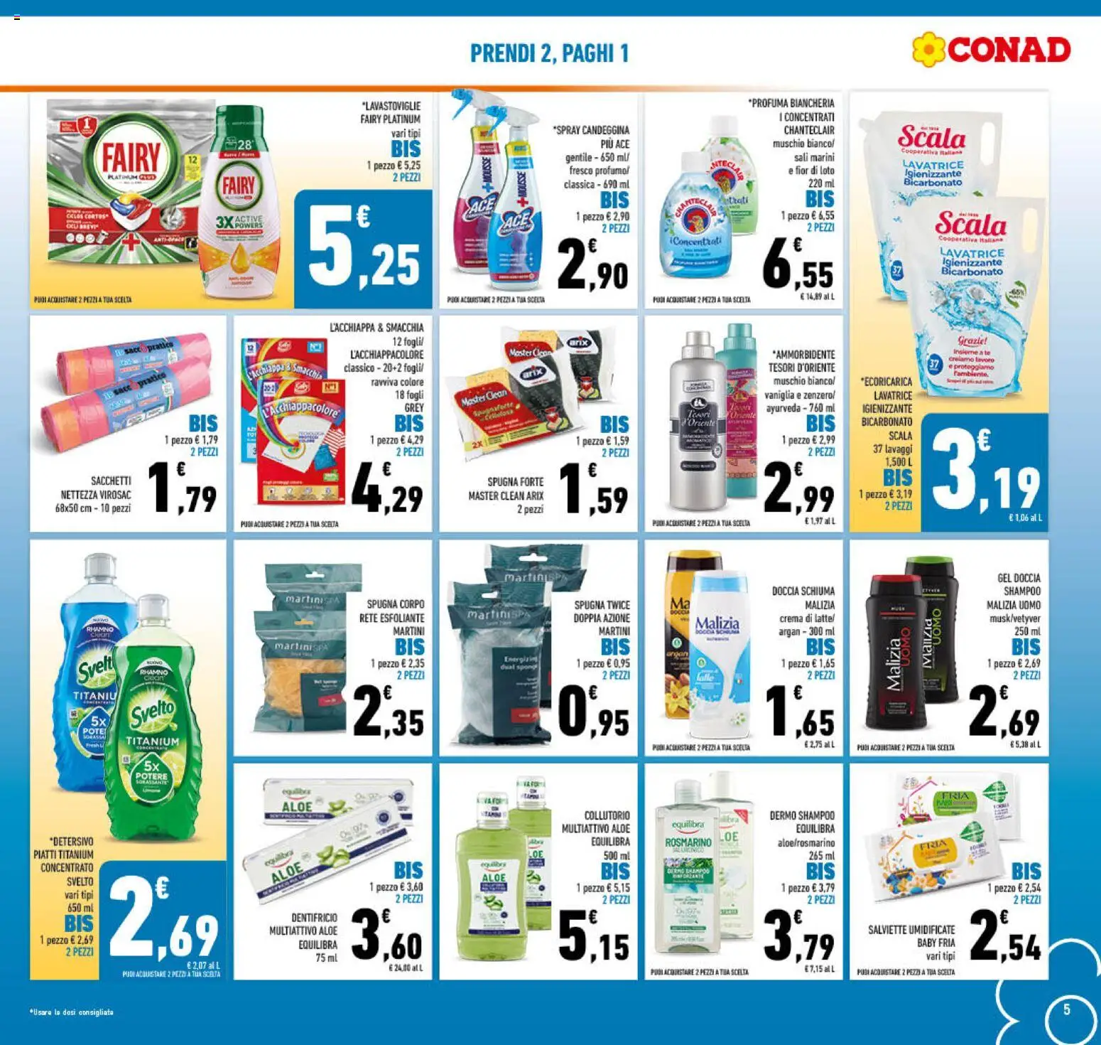 Volantino Conad del 15/07/2026 | Pagina: 5 | Prodotti: Shampoo, Collutorio, Detergente, Doccia