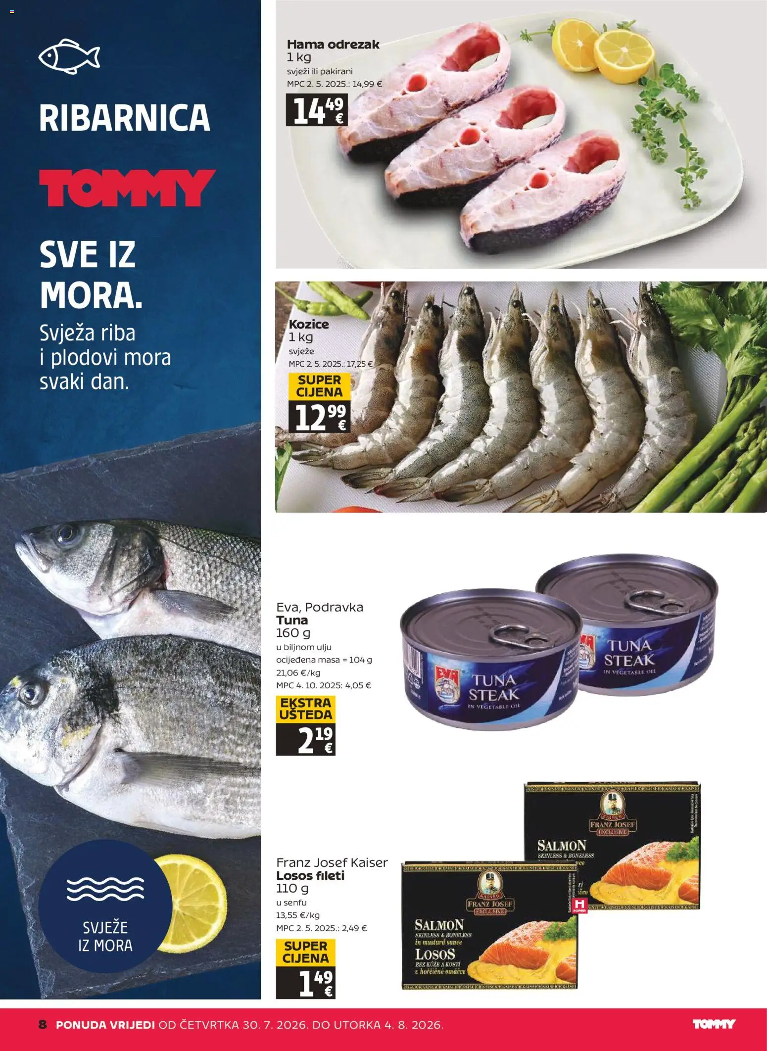 Tommy katalog | vrijedi od 30.07.2026 | Stranica: 8 | Proizvodi: Podravka, Losos, Tuna, Kozice