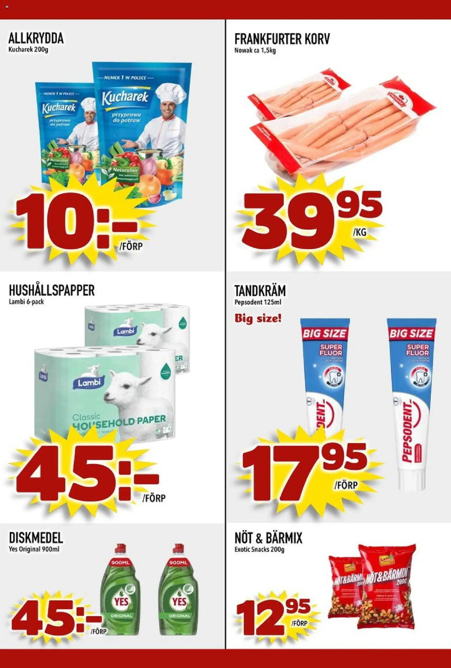 Din Mat reklamblad aktuell från 19/10/2026 | Sida: 3 | Produkter: Tandkräm, Diskmedel, Hushållspapper, Snacks