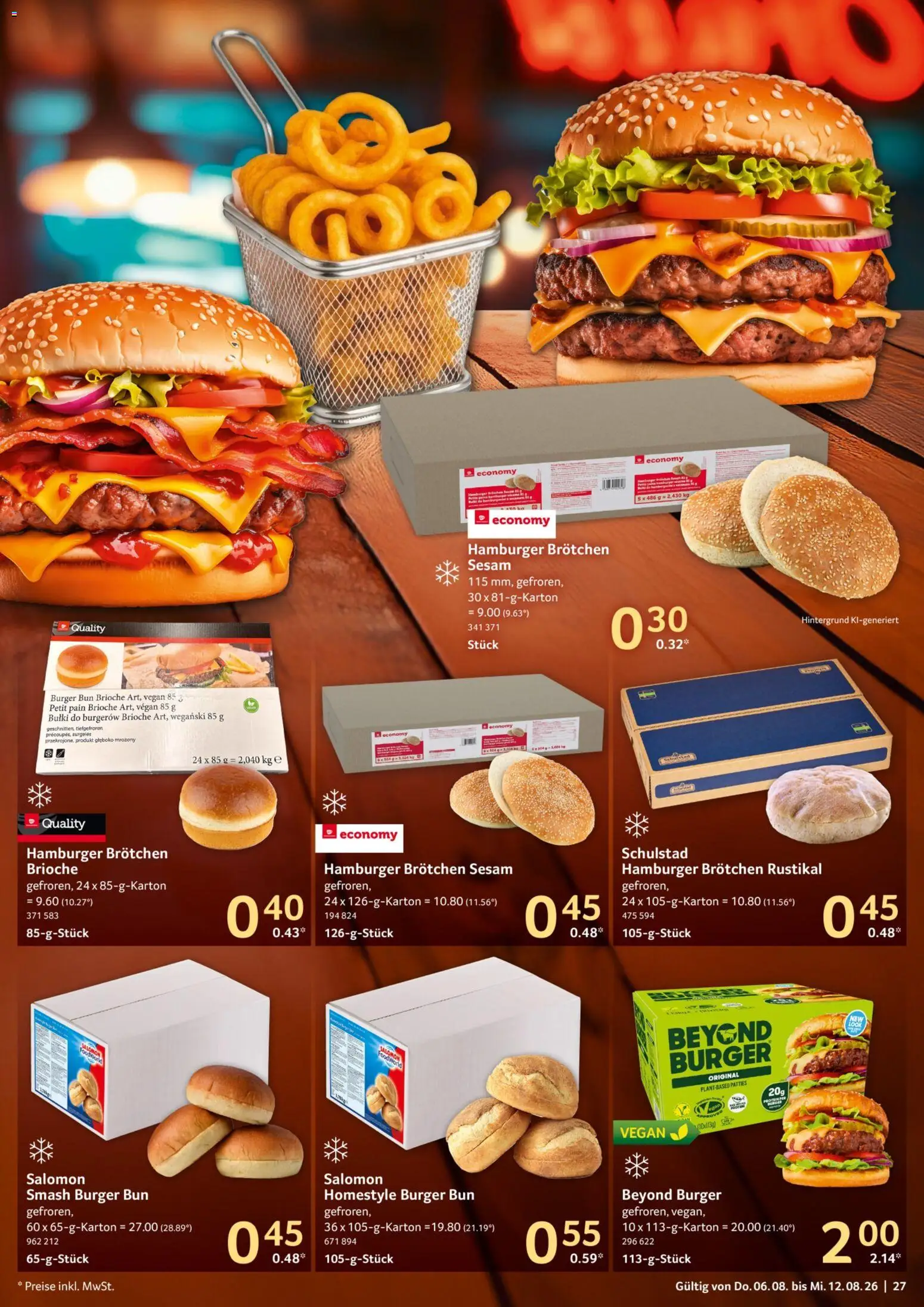Selgros Prospekt – gültig ab 06.08.2026 | Seite: 27 | Produkte: Burger, Burger bun