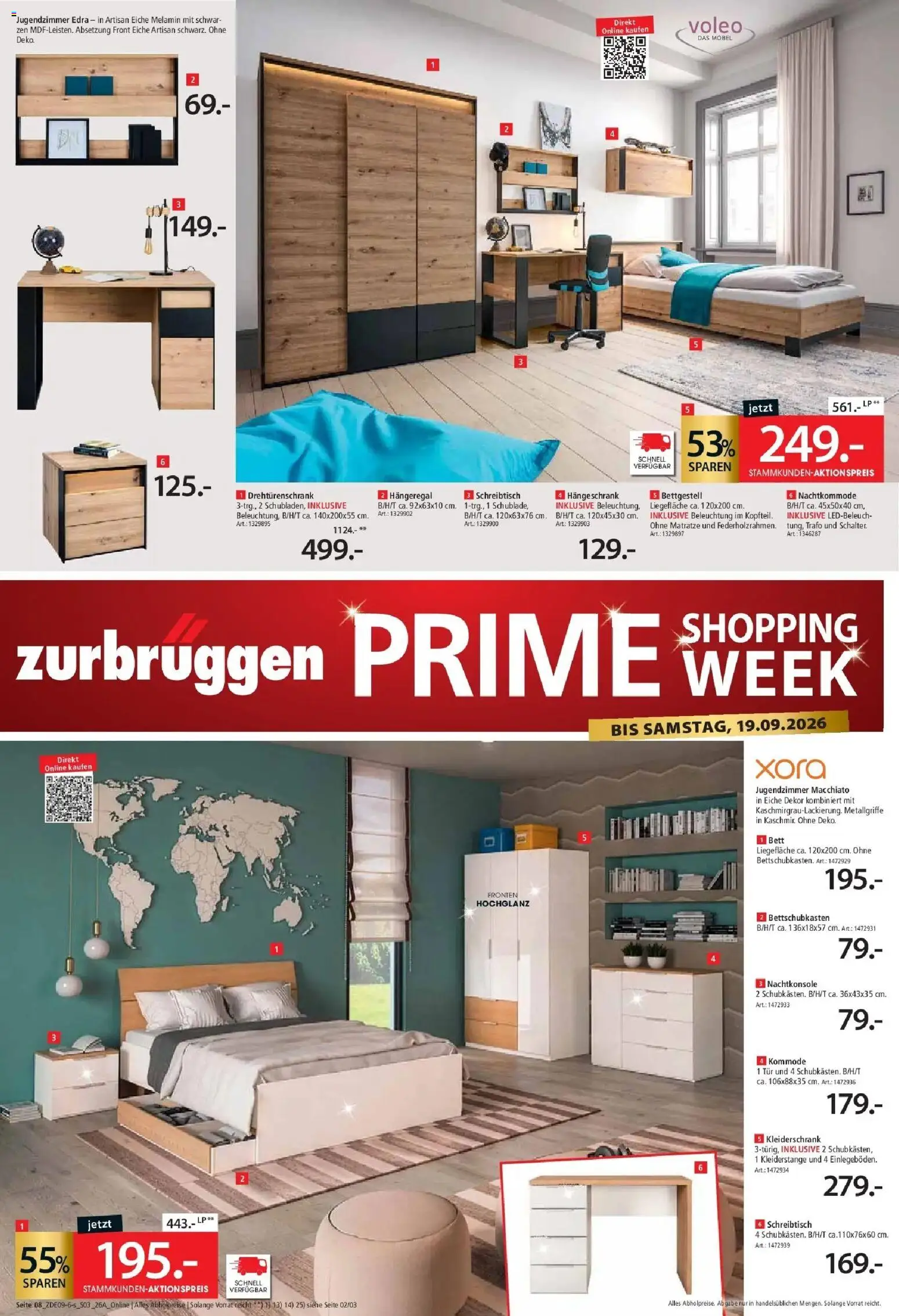 Zurbrüggen Prime Shopping week (ab 05.09.2026) zum Blättern | Seite: 12 | Produkte: Bett, Kommode, Drehtürenschrank, Tür
