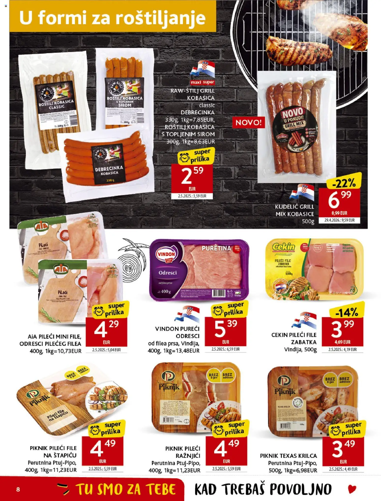 Konzum katalog | vrijedi od 10.06.2026 | Stranica: 8 | Proizvodi: Roštilj, Puretina, Pileći file, Kobasica
