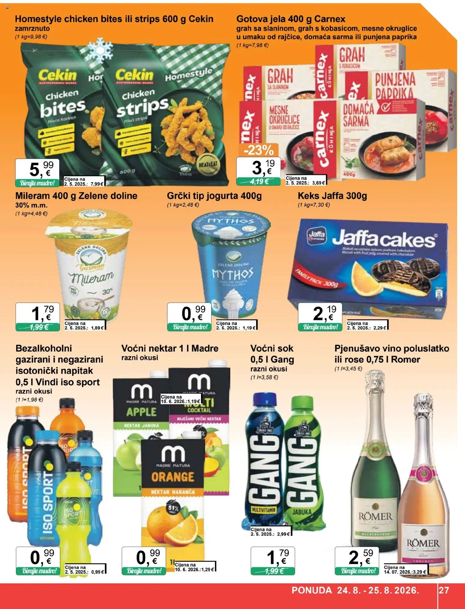 KTC katalog | vrijedi od 19.08.2026 | Stranica: 27 | Proizvodi: Vino, Mesne okruglice, Gotova jela, Napitak