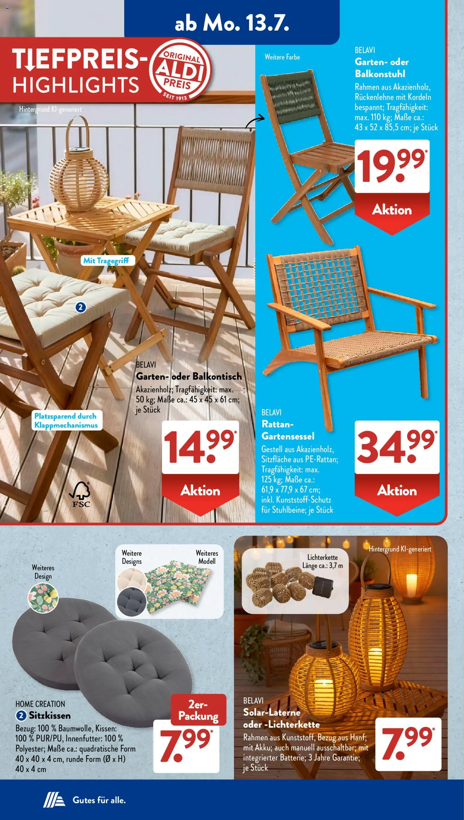 Aldi Süd Prospekt – gültig ab 13.07.2026 | Seite: 7 | Produkte: Belavi, Kissen, Home creation