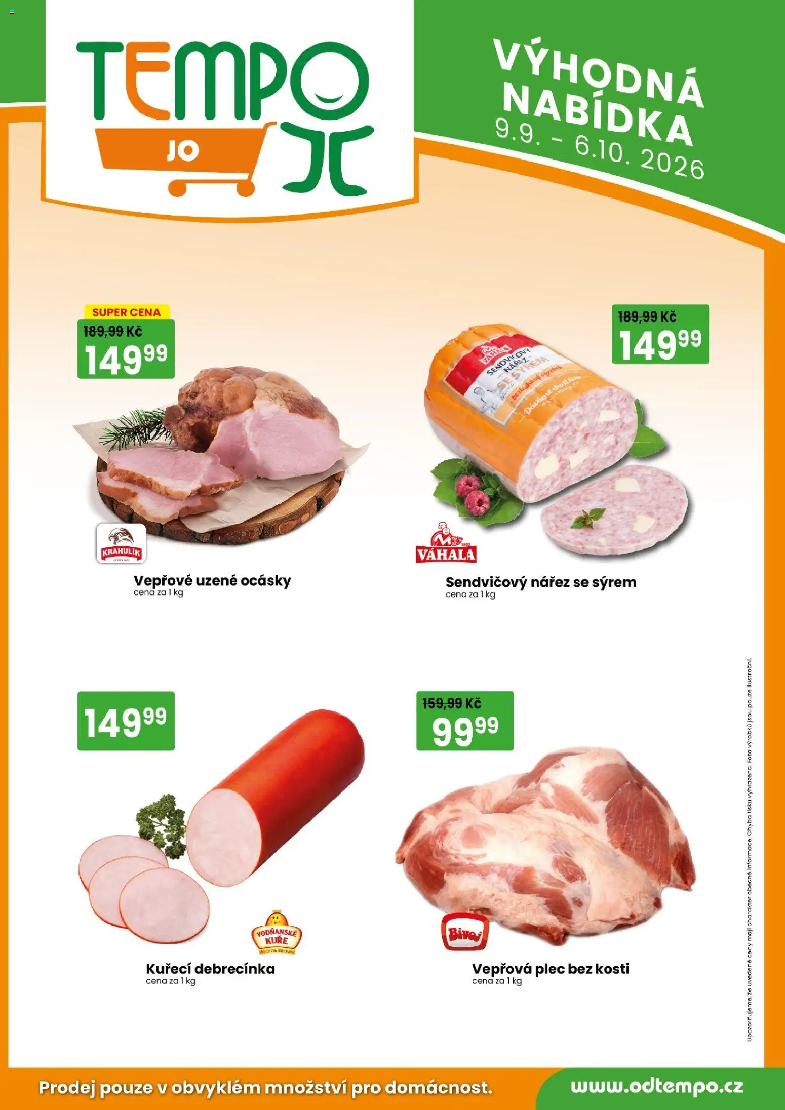 Tempo leták - JO od 09.09.2026 | Strana: 3 | Produkty: Plec bez kosti, Kuřecí debrecínka, Vepřová plec, Kuře