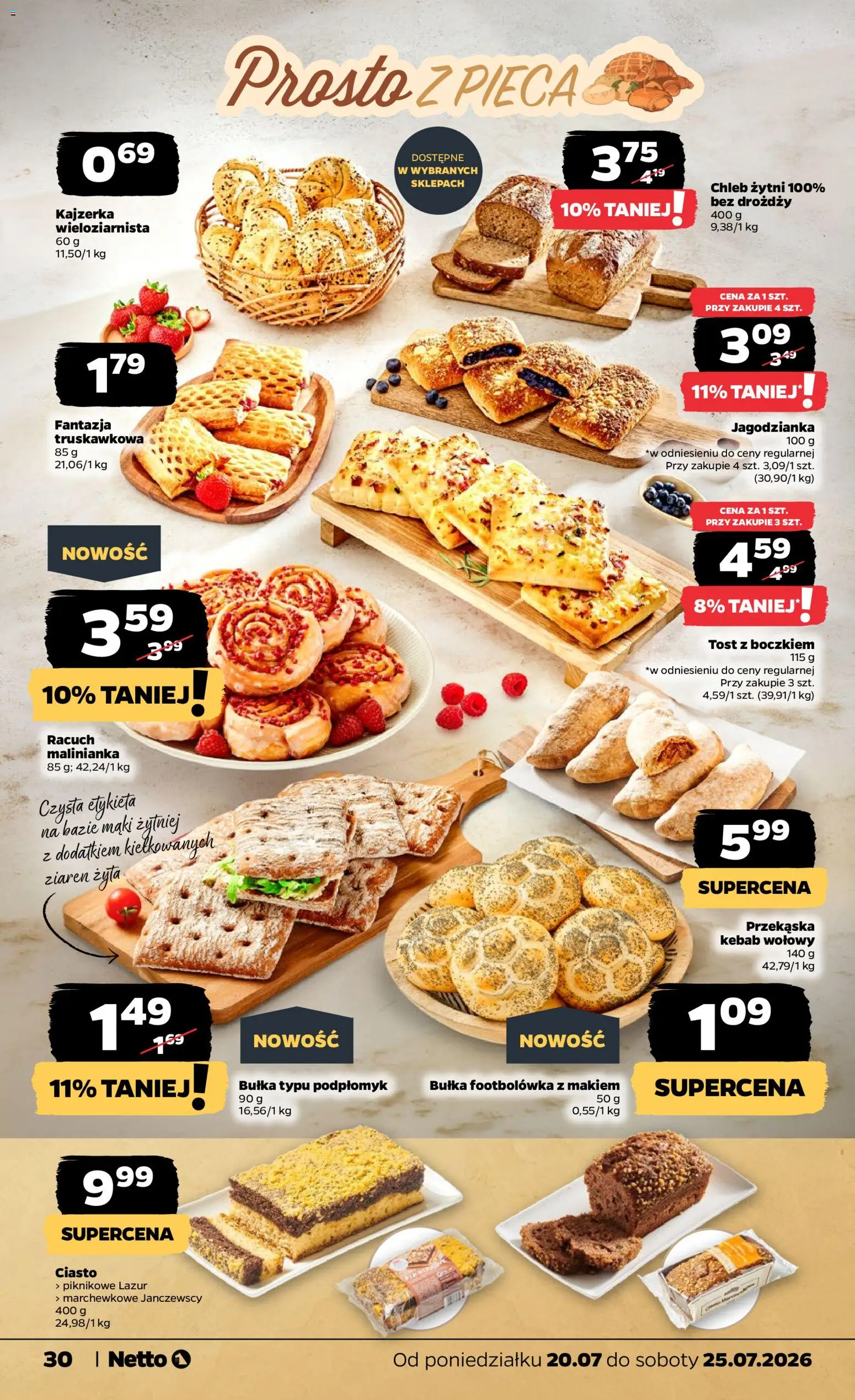 Netto gazetka od poniedziałku od 20.07.2026 | Strona: 30 | Produkty: Kebab, Kajzerka, Bułka, Chleb