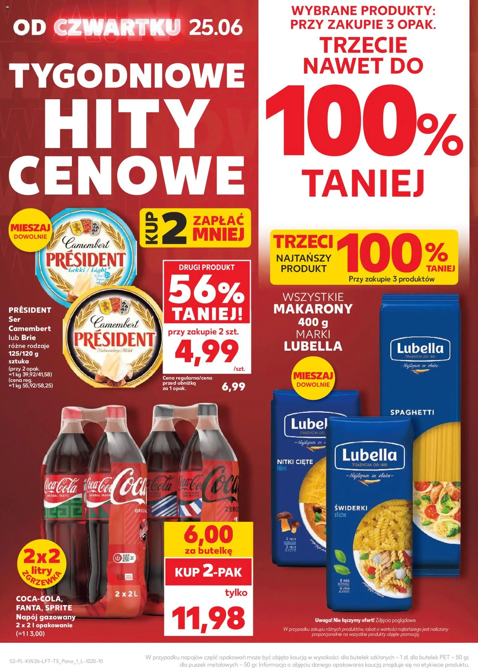 Kaufland Polsko leták od 25.06.2026 | Strana: 2 | Produkty: Sprite, Brie, Makarony, Camembert
