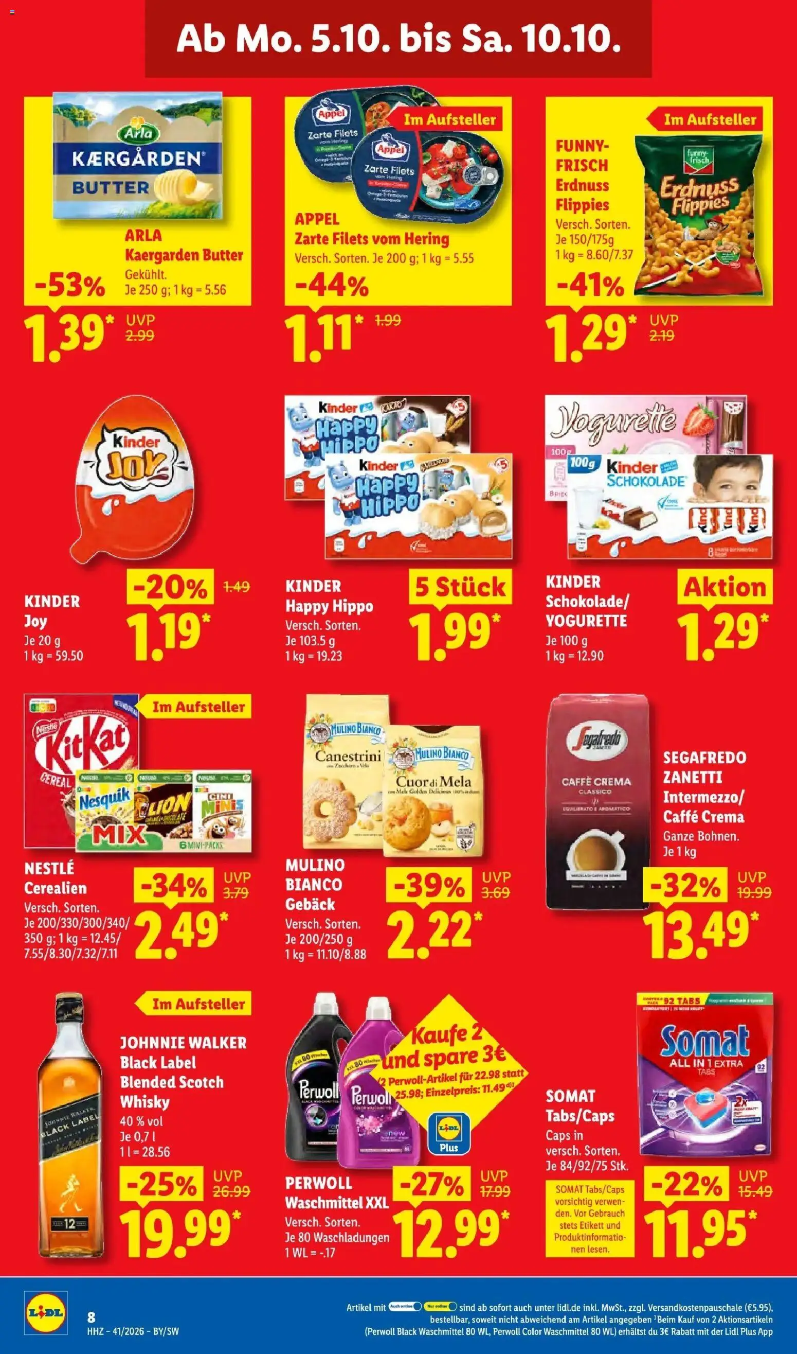 Lidl Prospekt Weikersheim (ab 05.10.2026) zum Blättern » Angebote | Seite: 14 | Produkte: Whisky, Nesquik, Schokolade, Segafredo