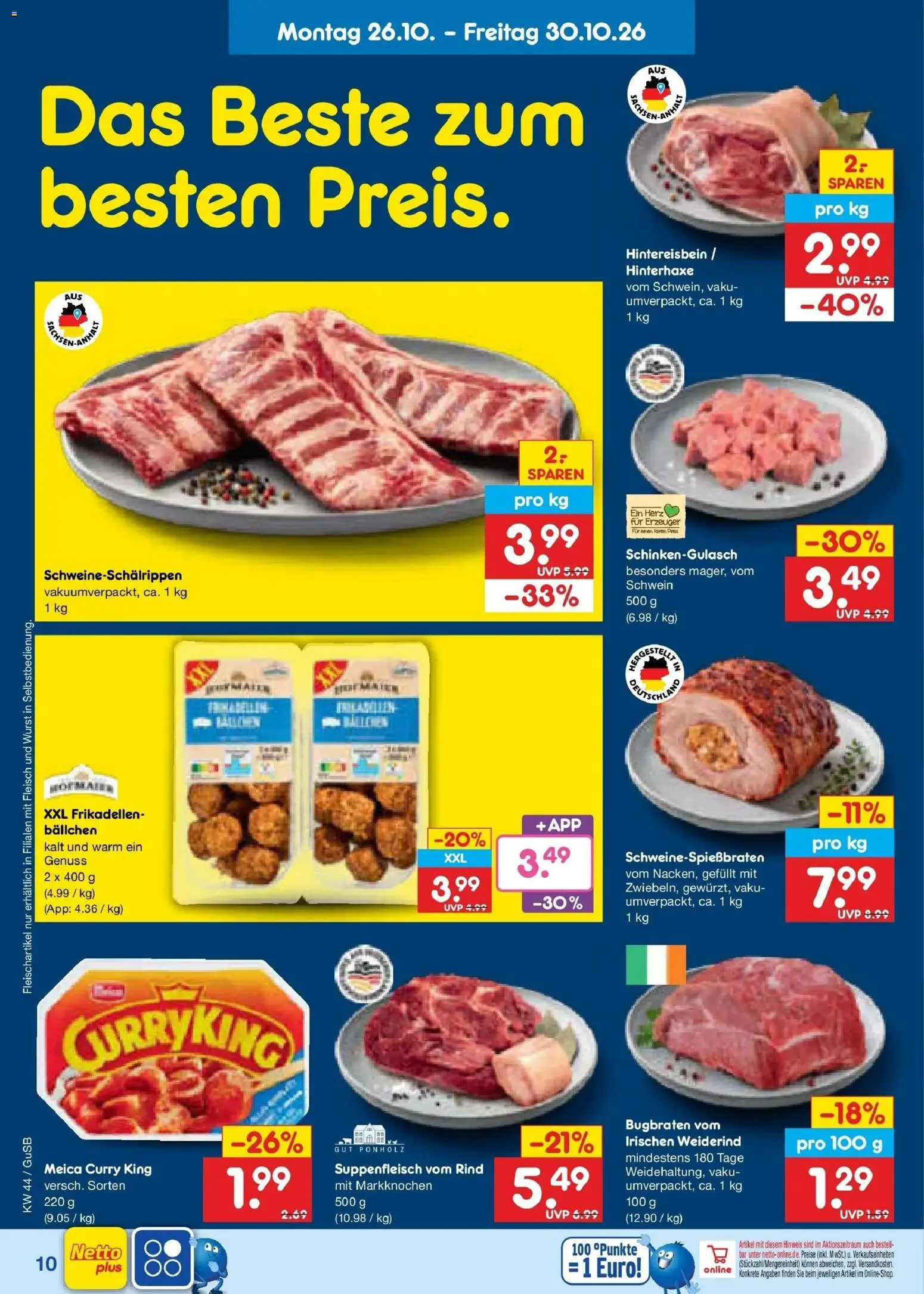 Netto Marken-Discount Prospekt Machern – gültig ab 26.10.2026 | Seite: 22 | Produkte: Meica, Suppenfleisch, Wurst, Fleisch