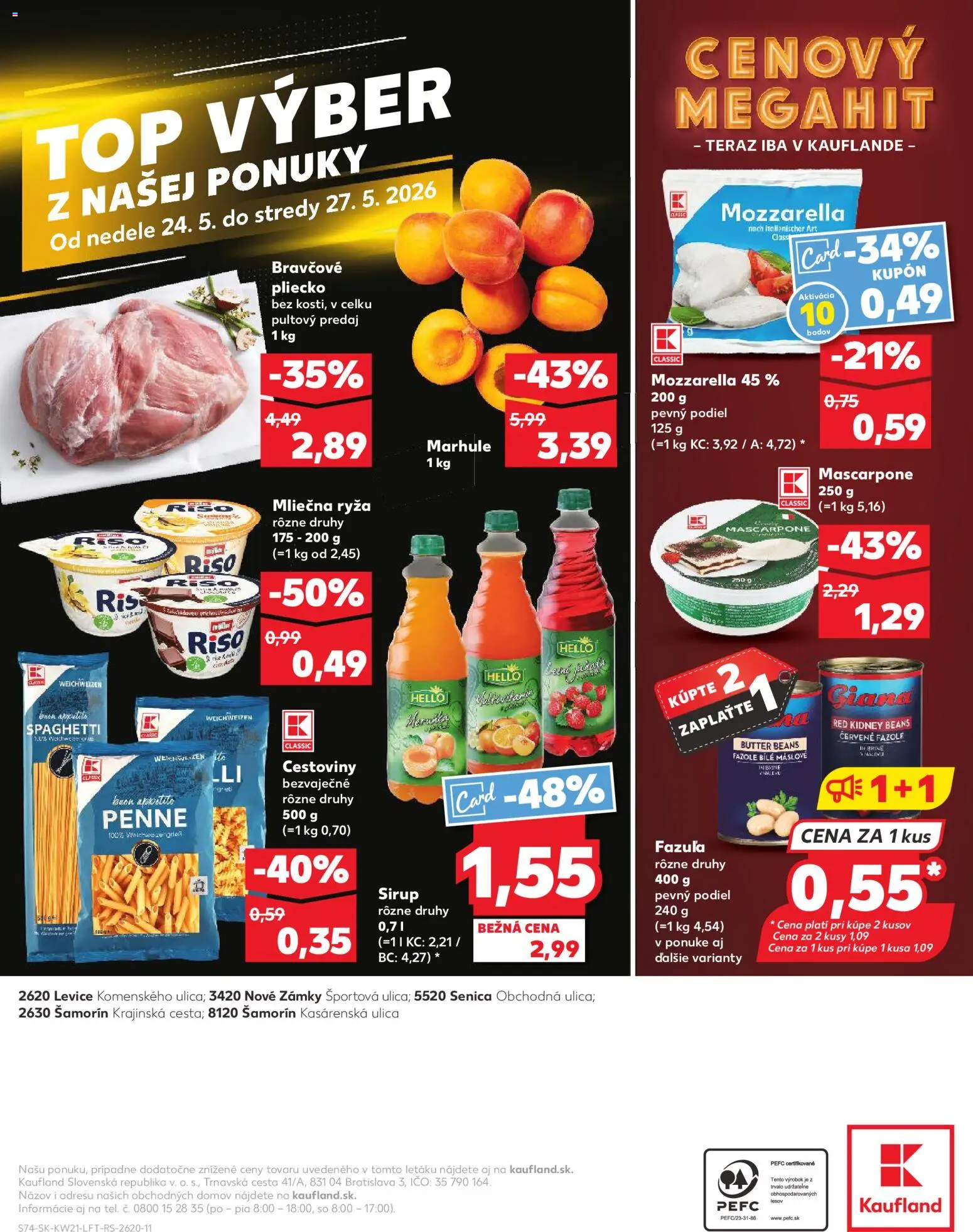 Kaufland SK akciós ujság - amely érvényes a következő dátumtól: 21.05.2026 | Oldal: 74 | Termékek: Mozzarella, Penne, Mascarpone, Só