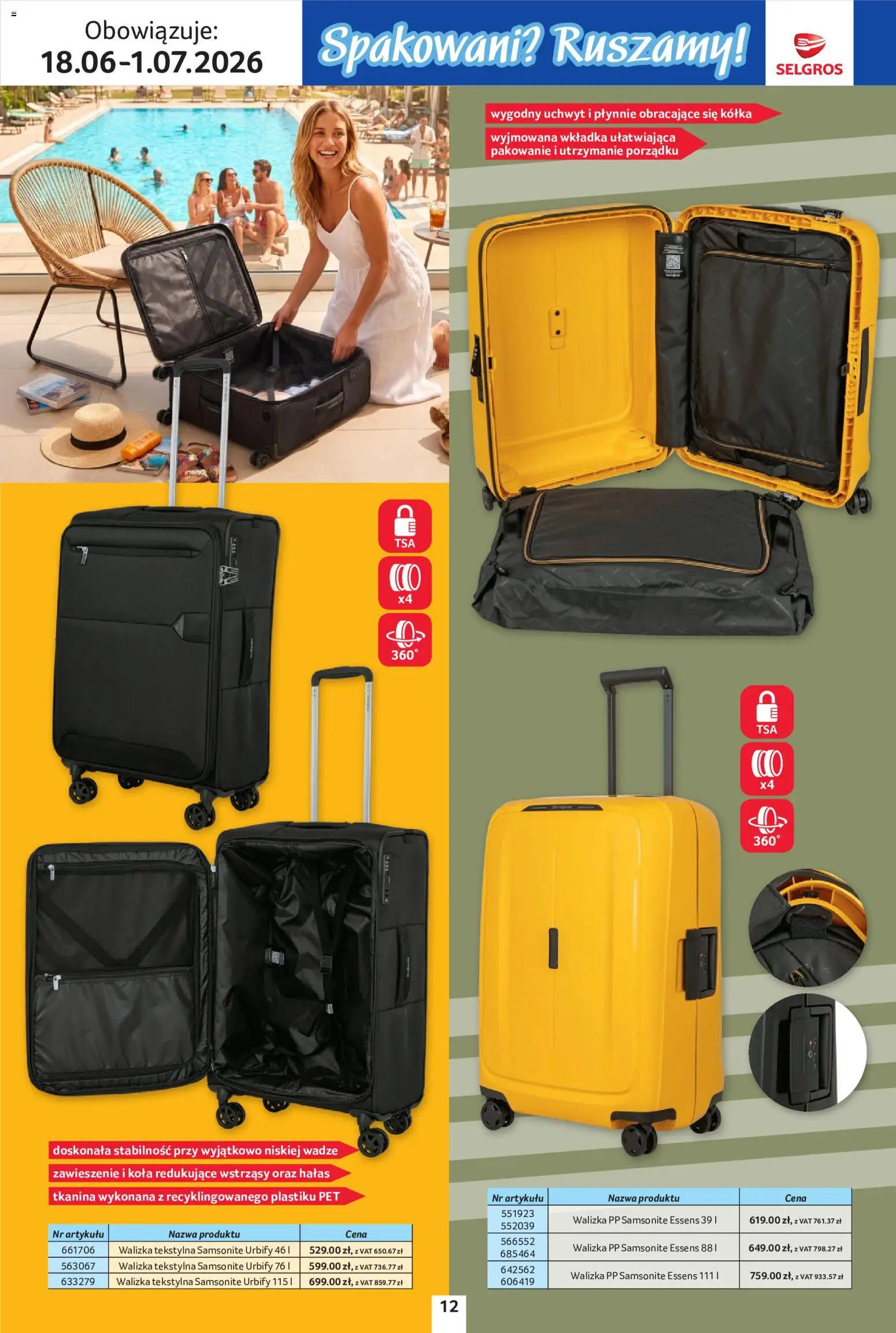 Selgros cash&carry gazetka - Urlop od 18.06.2026 | Strona: 12 | Produkty: Walizka