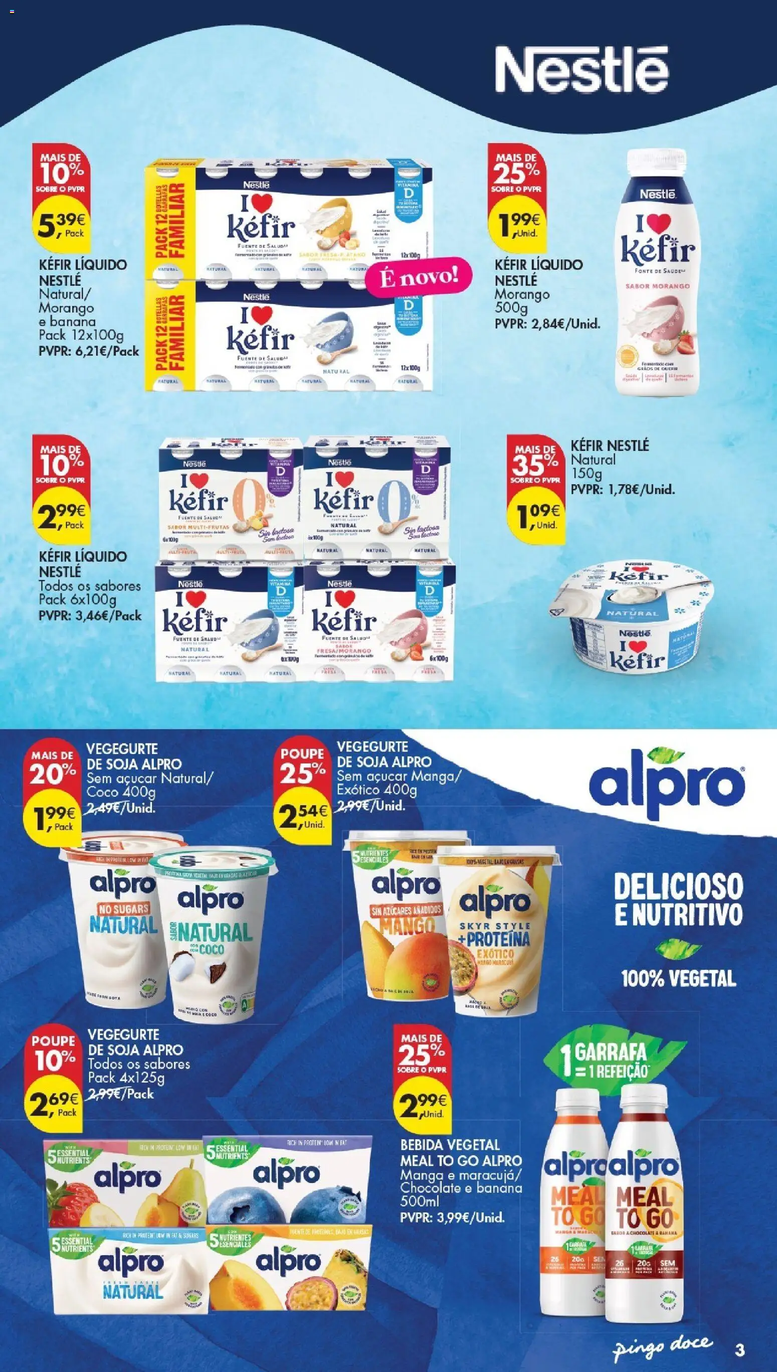 Pingo Doce Especial Iogurtes │ válido de 01/09/2026 | Página: 3 | Produtos: Kefir nestlé, Açúcar, Bebida, Proteina