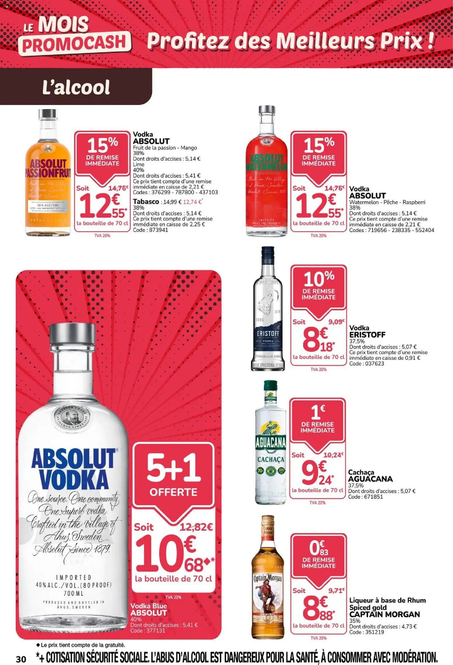 {H1} | Page: 30 | Produits: Vodka, Cachaça, Tabasco, Thé