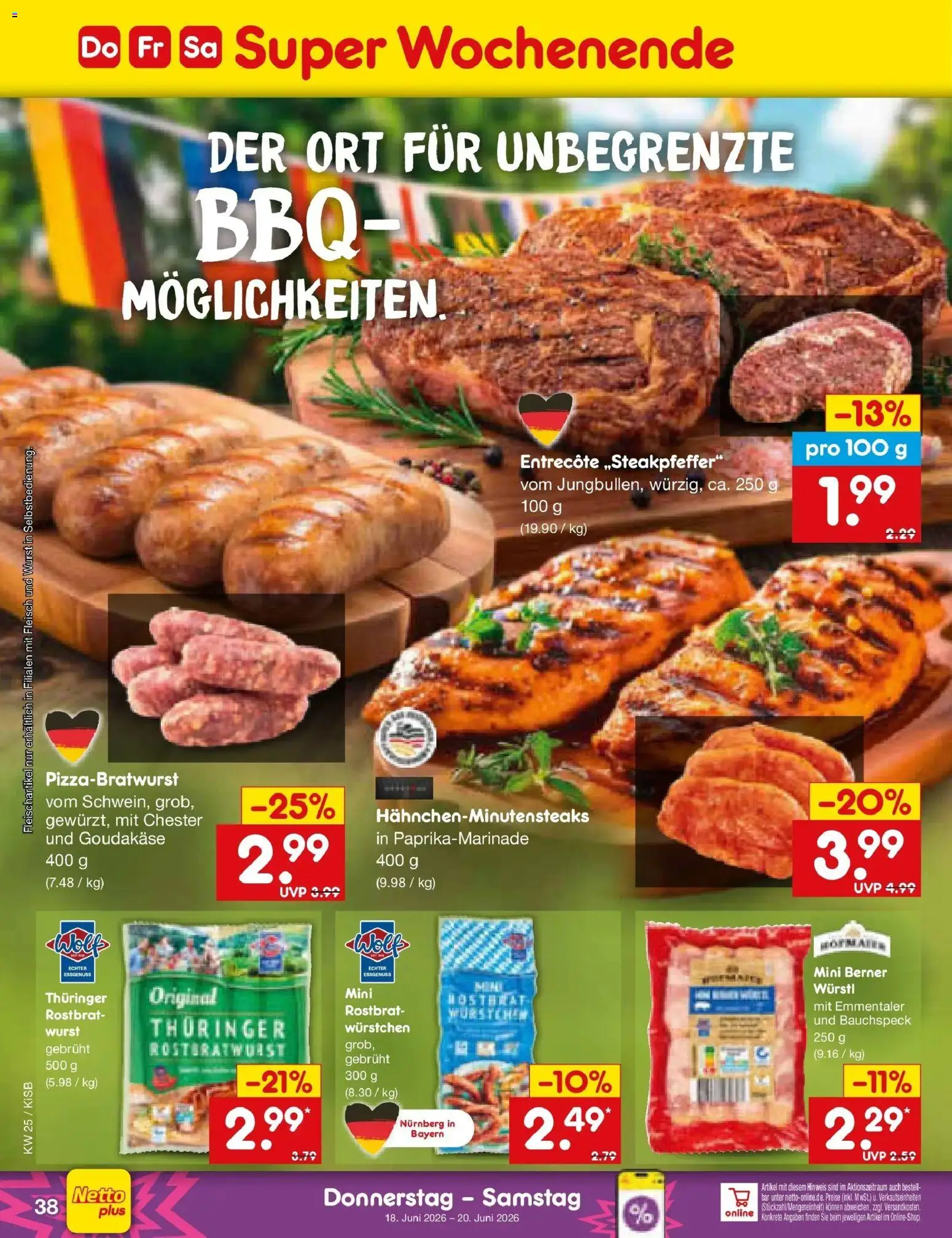 Netto Marken-Discount Prospekt Oberhaid – gültig ab 14.06.2026 | Seite: 50 | Produkte: Würstl, Entrecote, Wurst, Fleisch