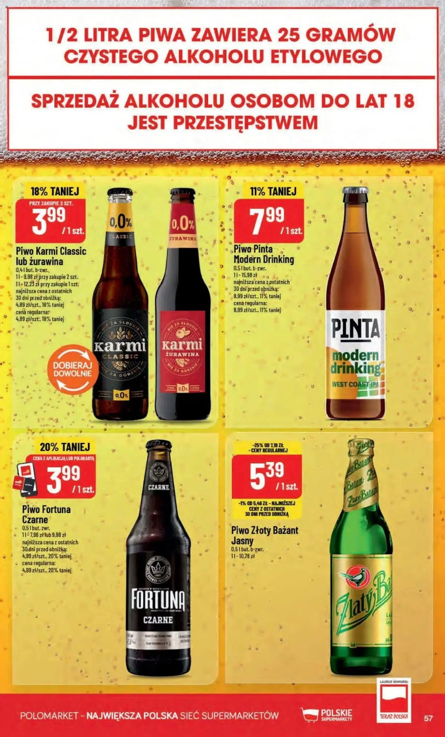 Nowa POLOmarket gazetka od jutra 02.09.2026 | Strona: 57 | Produkty: Piwo złoty bazant, Żurawina, Piwo
