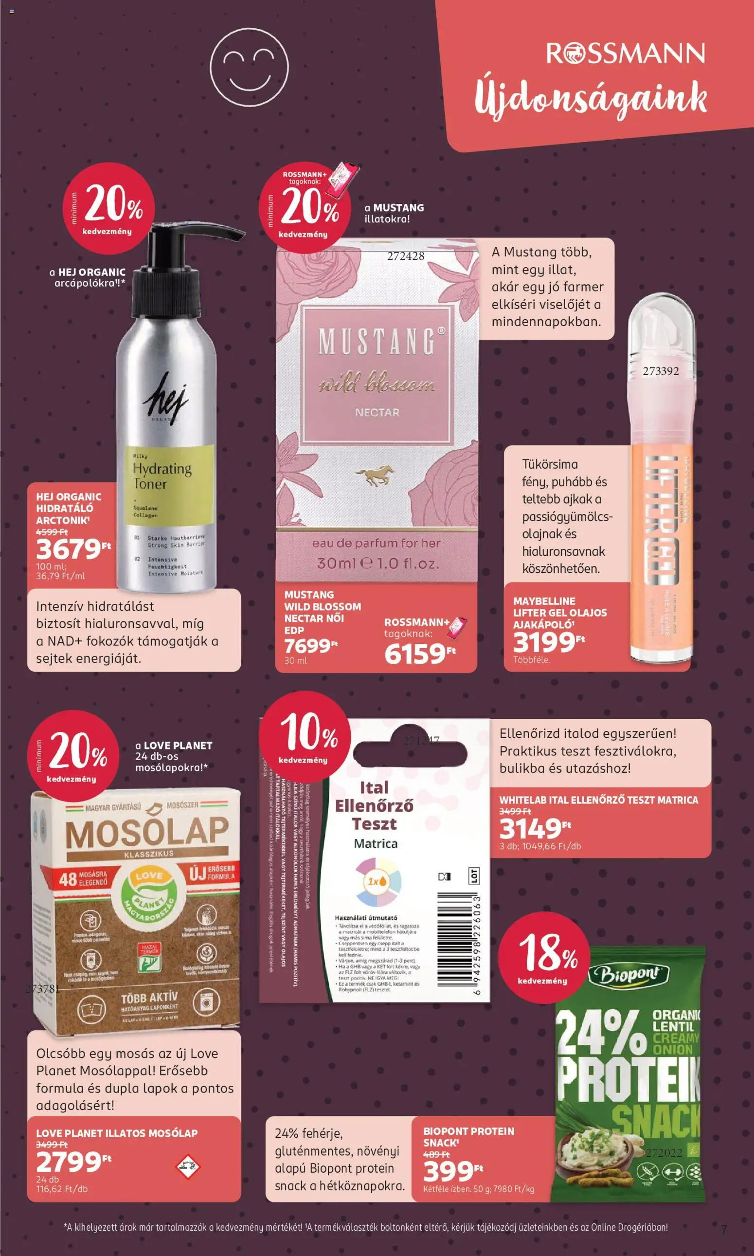 Rossmann akciós ujság - amely érvényes a következő dátumtól: 2026.08.03. | Oldal: 7 | Termékek: Farmer, Protein, Parfüm, Mosószer