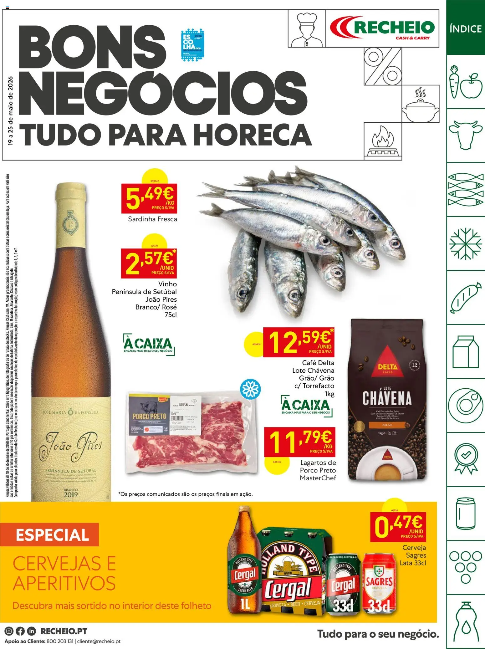 Recheio Horeca │ válido de 19.05.2026 | Página: 1 | Produtos: Caixa, Café, Vinho, Cerveja