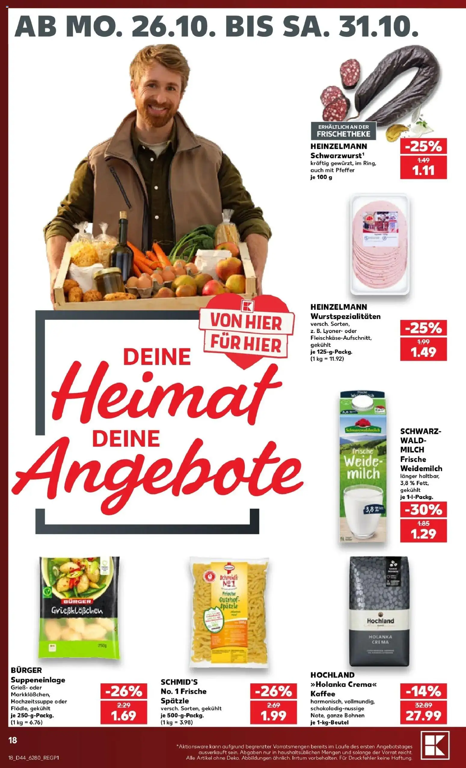Prospekt Kaufland ab 26.10.2026 » Angebote Online zum Blättern | Seite: 30 | Produkte: Grieß, Milch, Burger, Pfeffer