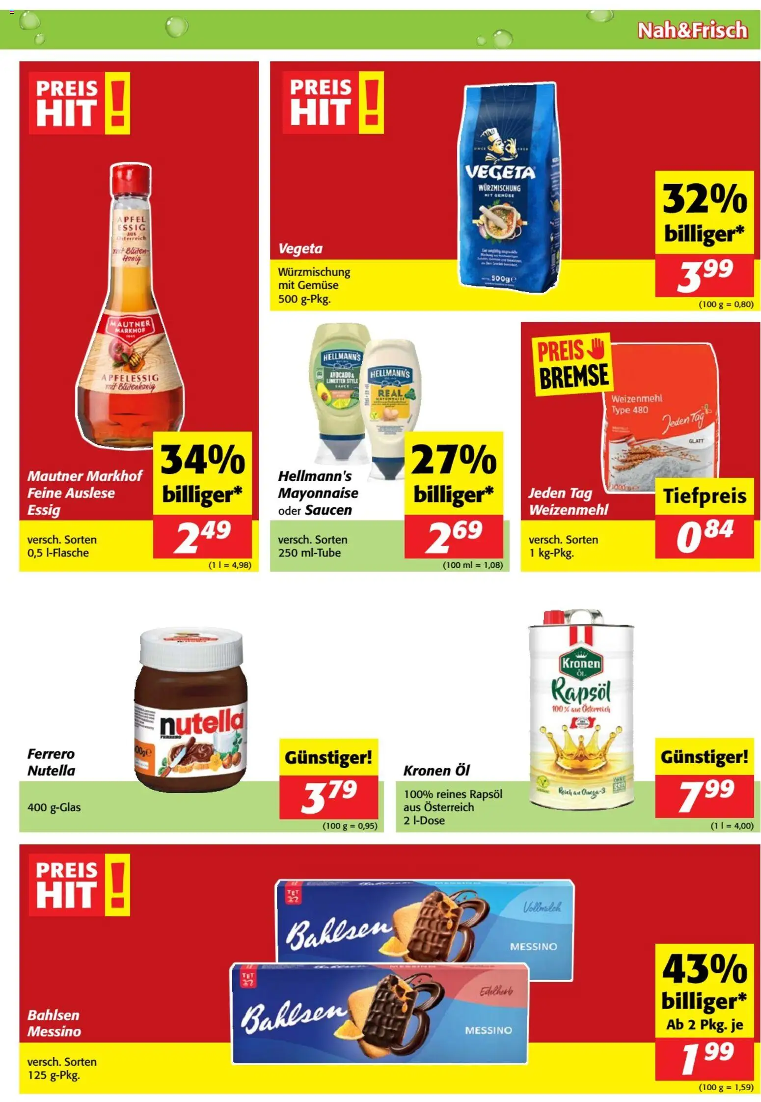 Nah und Frisch Flugblatt gültig ab 19.08.2026 | Seite: 5 | Produkte: Gemüse, Nutella, Rapsöl, Äpfel