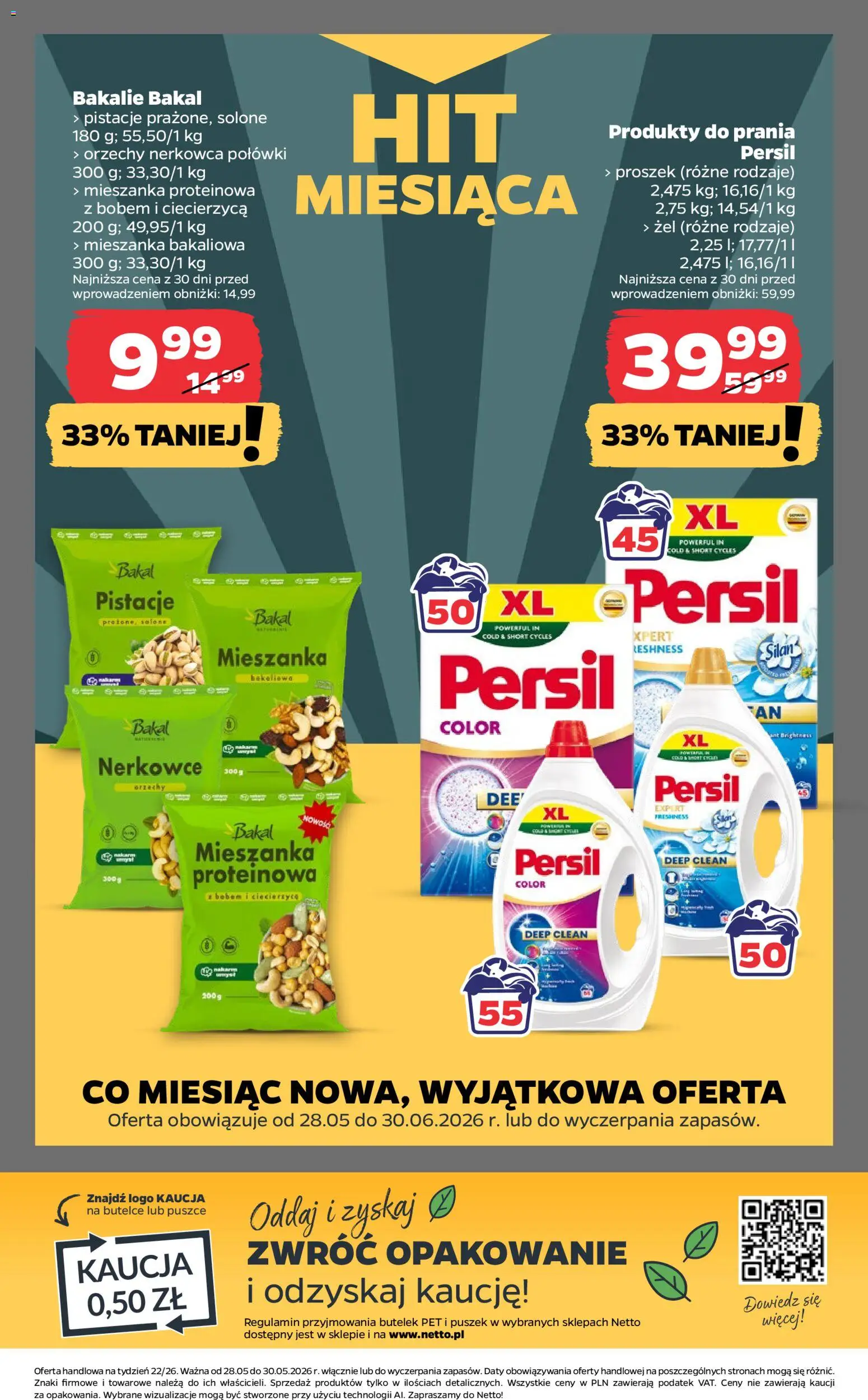 Netto gazetka od czwartku spożywcza od 28.05.2026 | Strona: 21 | Produkty: Persil, Ciecierzyca, Orzechy