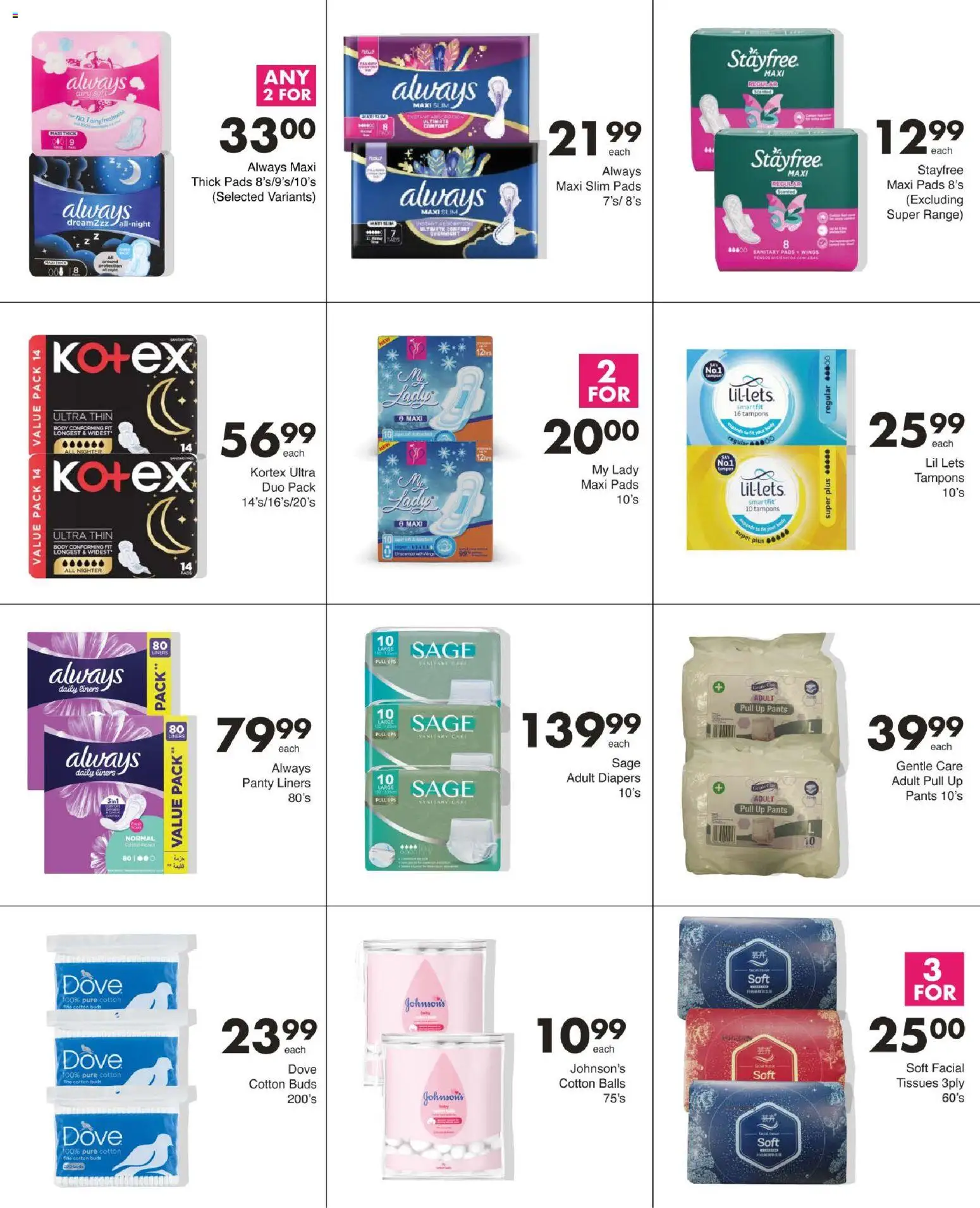 New Save catalogue – valid from 13/08/2026 | Page: 70 | Products: Diapers, Panty liners, Cotton buds, Tissues