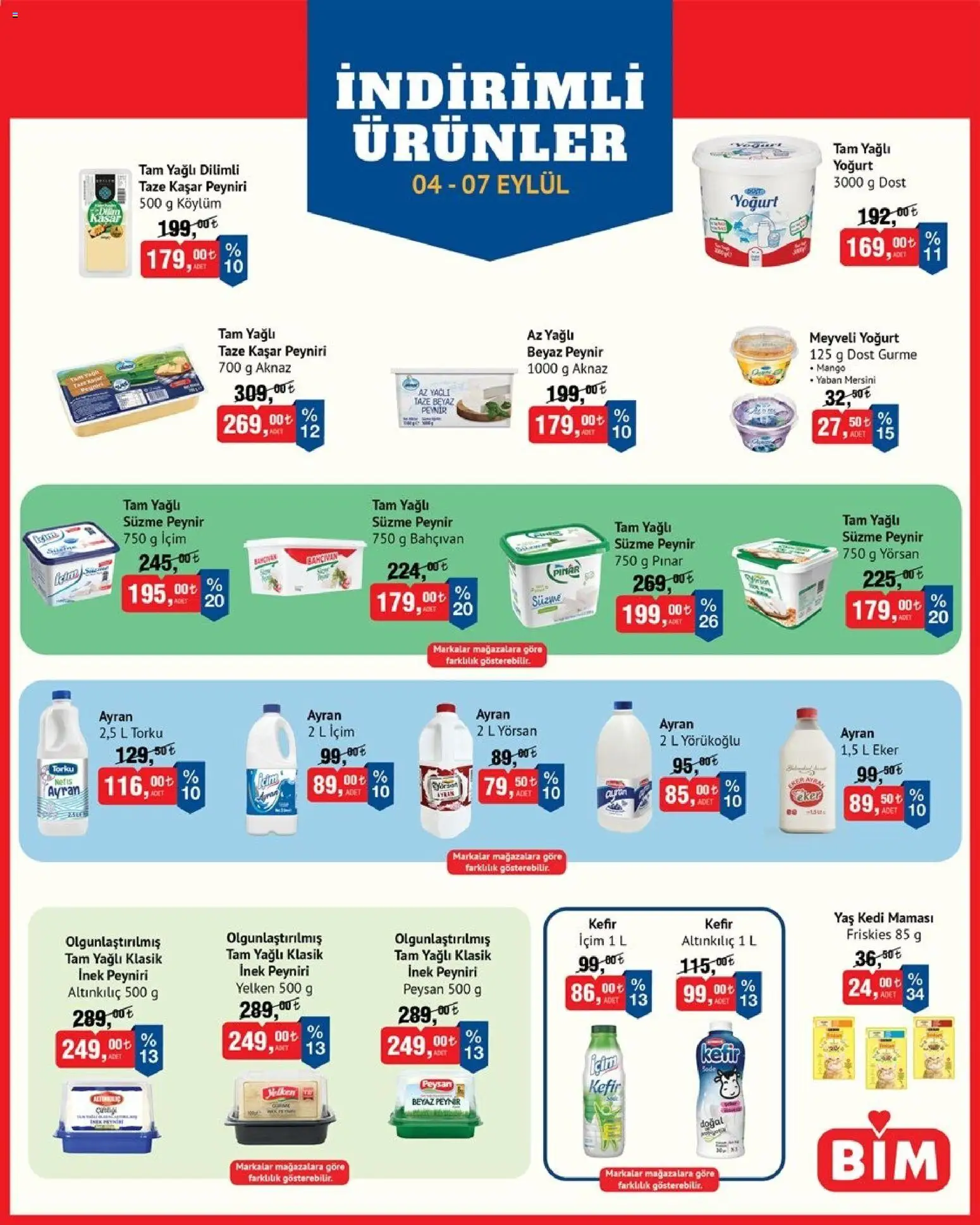 BİM - İndirimli Ürünler - 04 Eylül 2026 tarihinden itibaren geçerlidir | Sayfa: 1 | Ürünler: Peynir, Kedi maması, Mango, Yaban mersini