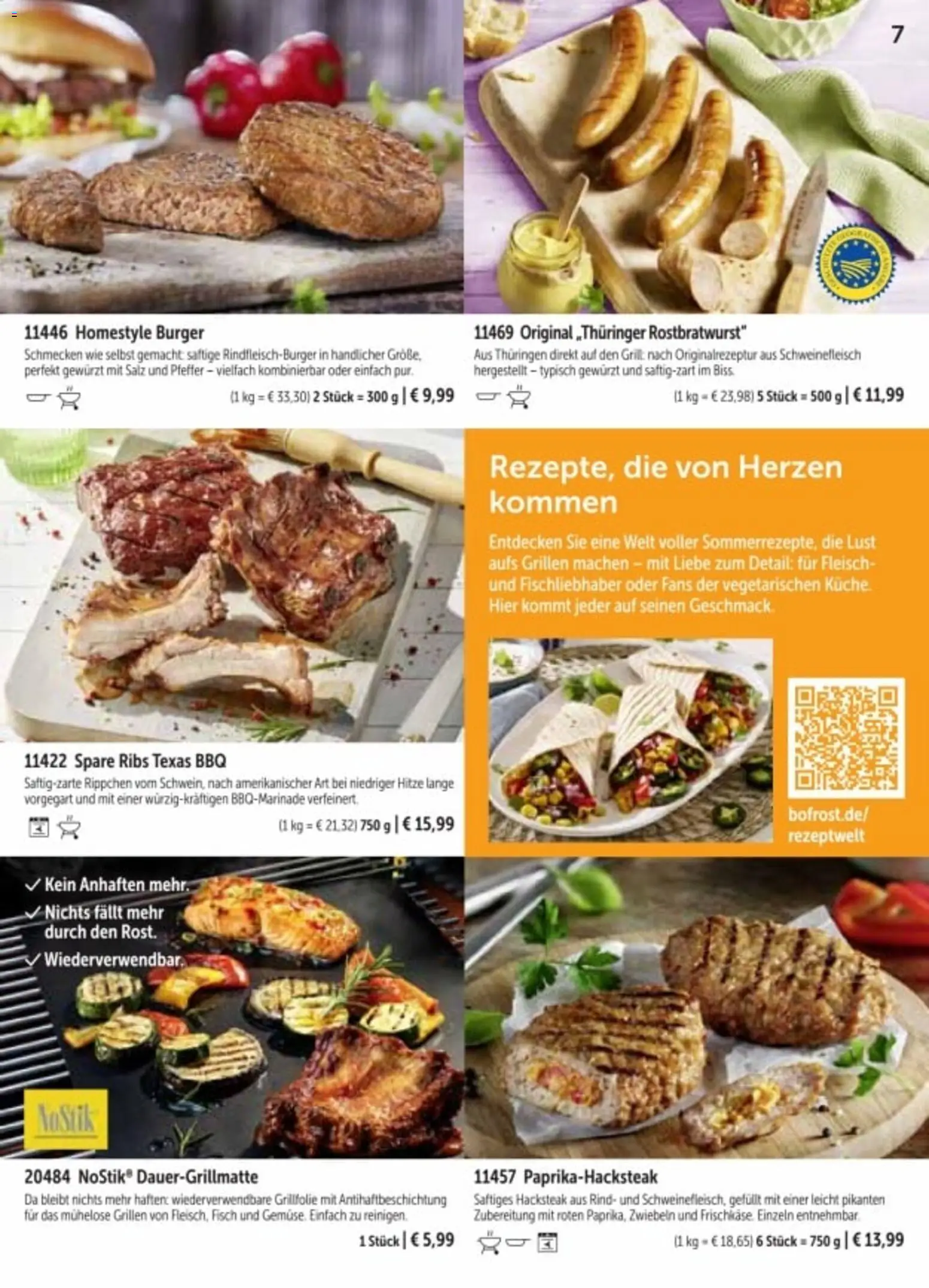 Bofrost Katalog Sommerprogramm – gültig ab 20.04.2026 | Seite: 7 | Produkte: Grill, Salz, Pfeffer, Schweinefleisch