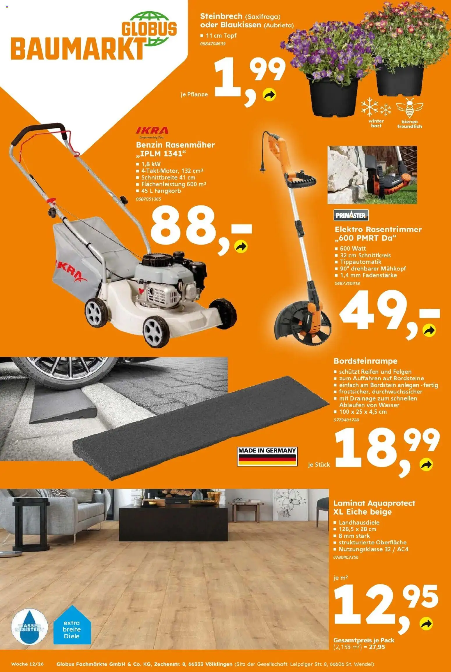 Globus Baumarkt Prospekt Herbolzheim	 – gültig ab 16.03.2026 | Seite: 16 | Produkte: Rasenmäher, Wasser