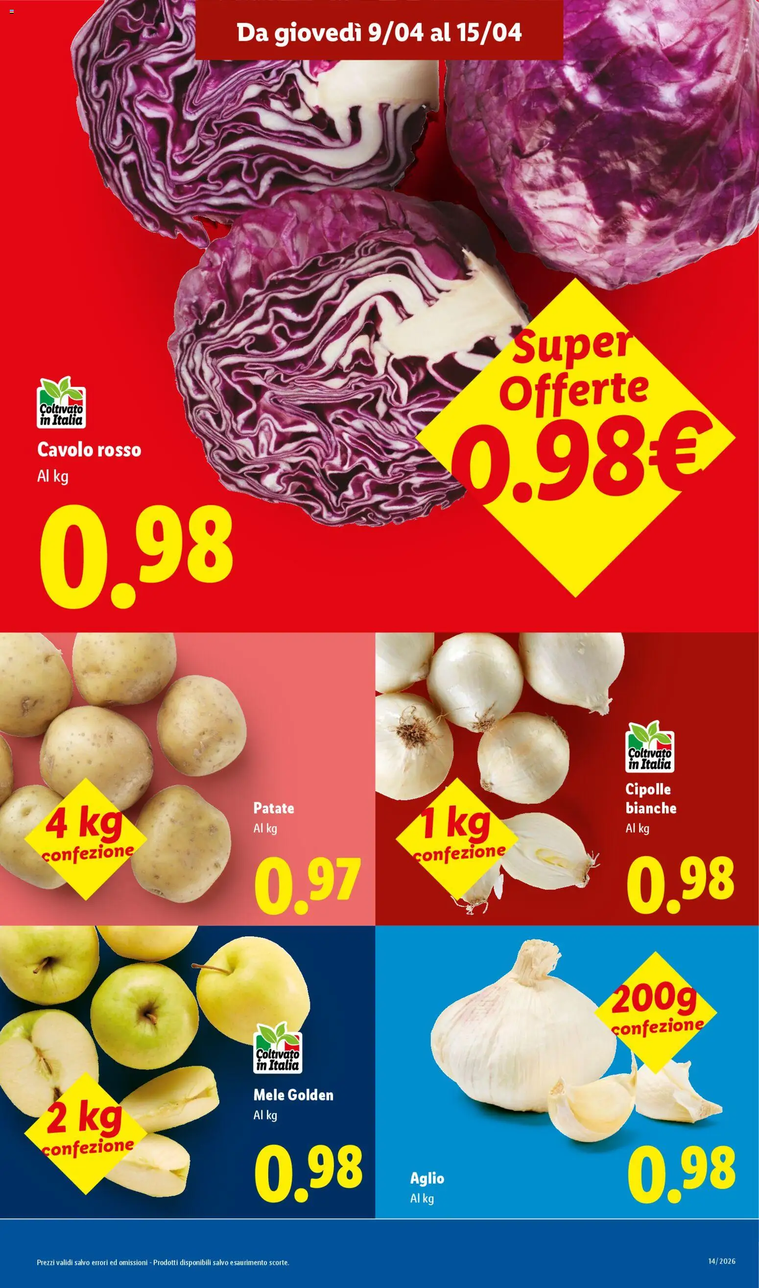 Volantino Lidl del 09.04.2026 | Pagina: 3 | Prodotti: Mele, Patate, Cipolle, Cavolo
