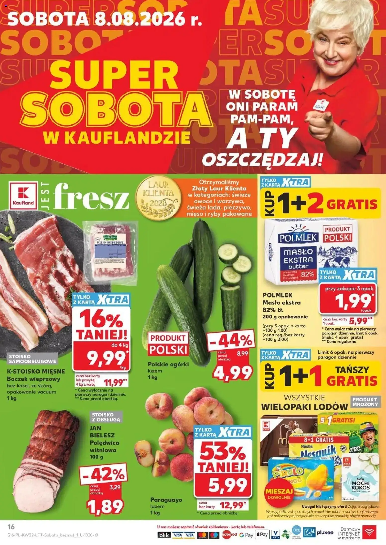 Kaufland gazetka od 06.08.2026 | Strona: 16 | Produkty: Boczek, Masło, Ryby, Ogórki