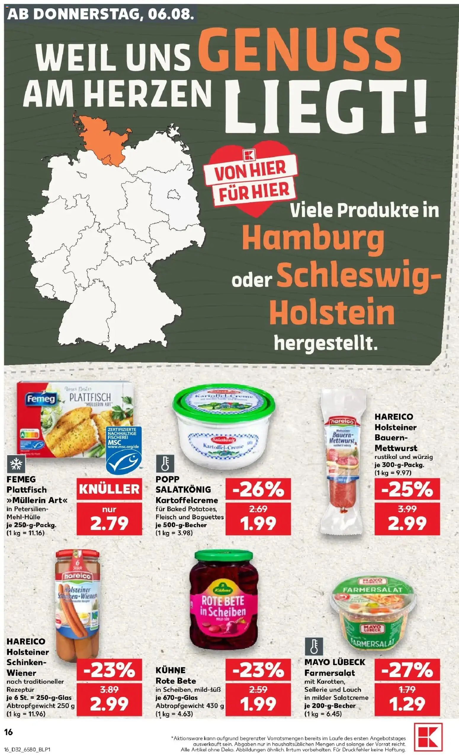 Prospekt Kaufland ab 06.08.2026 » Angebote Online zum Blättern | Seite: 16 | Produkte: Schinken, Fleisch, Lauch